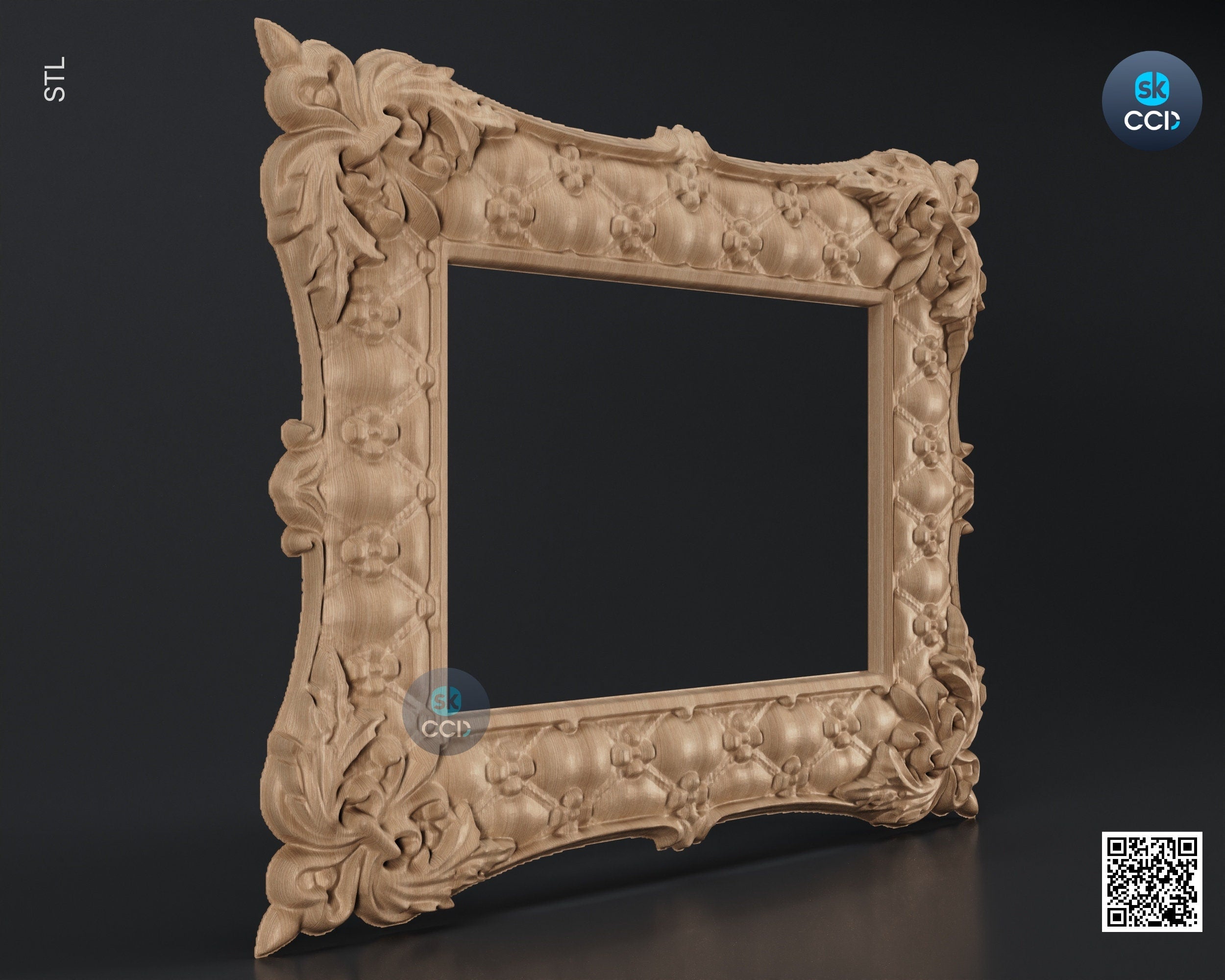 Carved Frame STL 3D Model, Carvign Frame, CNC Router Carving ArtCAM File, CNC files, Wood, Art, Wall Decor SKWF1098