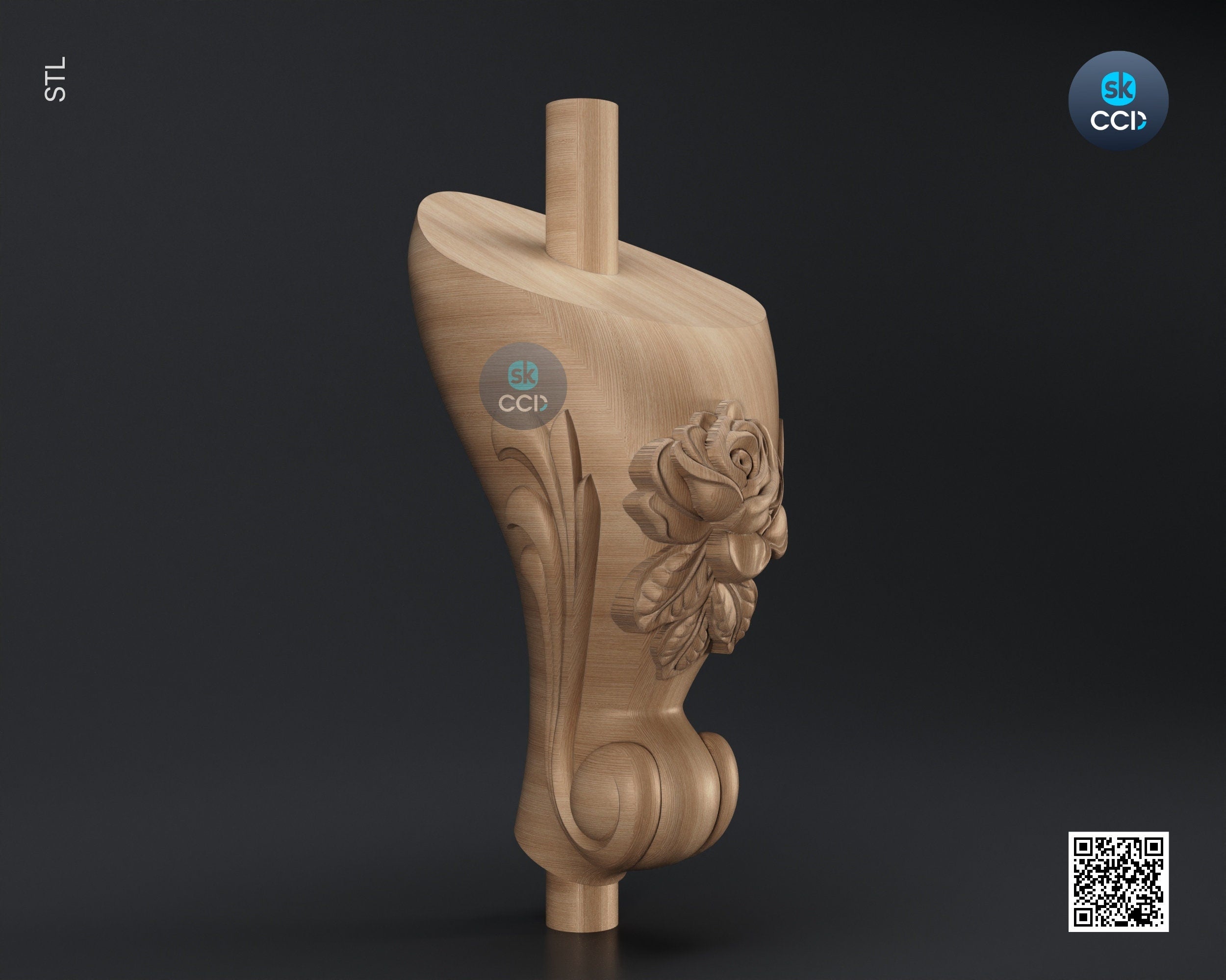 Furniture Leg 3D Model For Cnc Router, Wood Carving Digital File, Column Design, Model No. SKWL1027