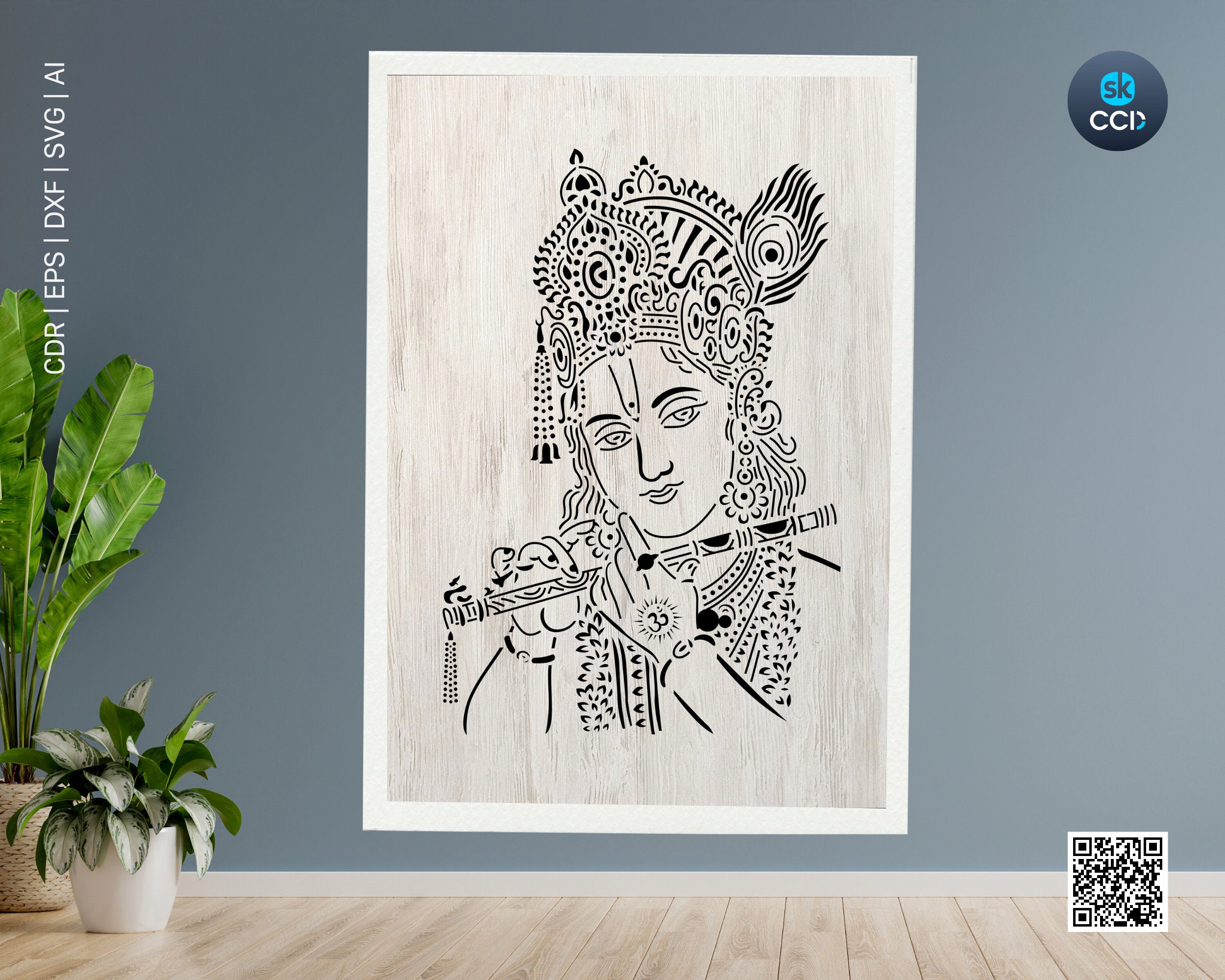 Krishna | Lord Krishna Indian God | Wall Décor | Laser Cutting Design | DXF Vector | Cnc Instant Download File | Cnc Digital Design