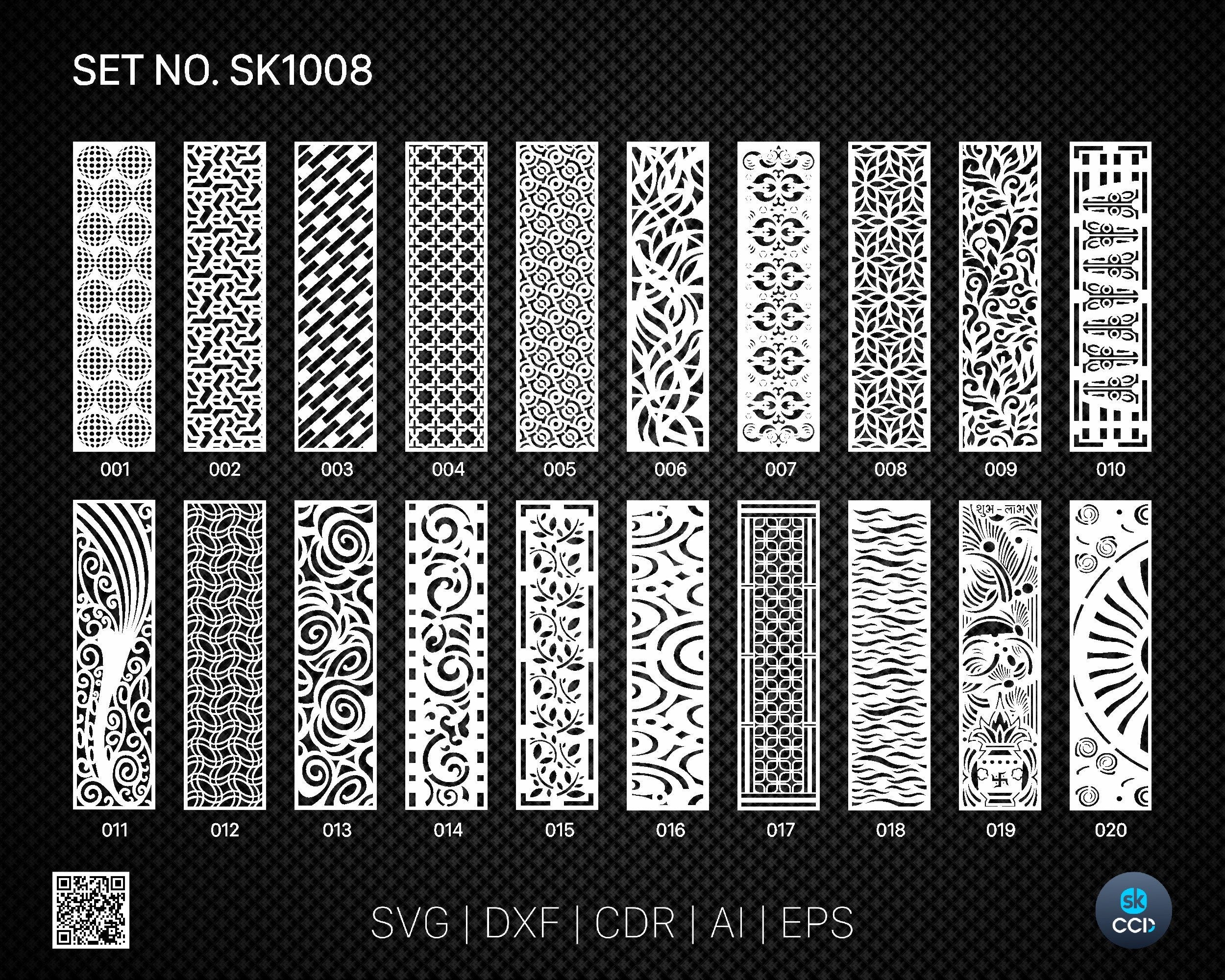 20 Decorative panel | Set SK1008 | Room Divider, Screen, Partitions, Door Panel Laser, Cnc, Plasma, Cricut File CDR, Svg, AI, Dxf, Eps