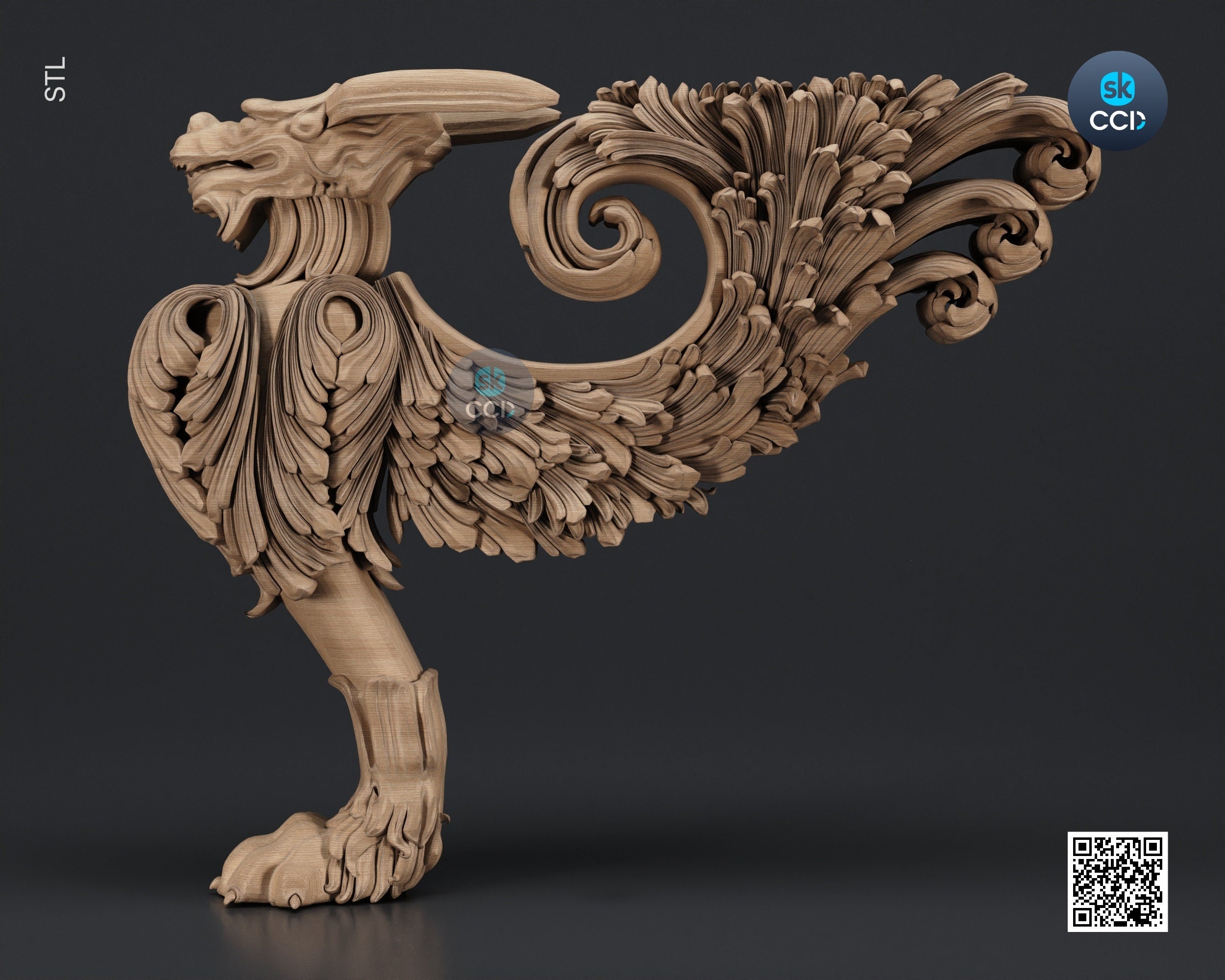 Furniture Leg 3D Model For Cnc Router, Wood Carving Digital File, Column Design, Model No. SKWL1004