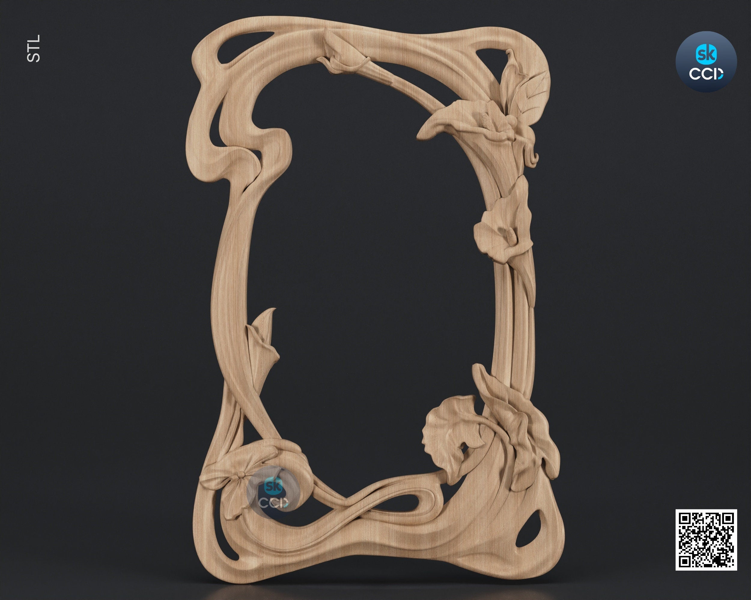 Carved Frame STL 3D Model, Carvign Frame, CNC Router Carving ArtCAM File, CNC files, Wood, Art, Wall Decor SKWF10112