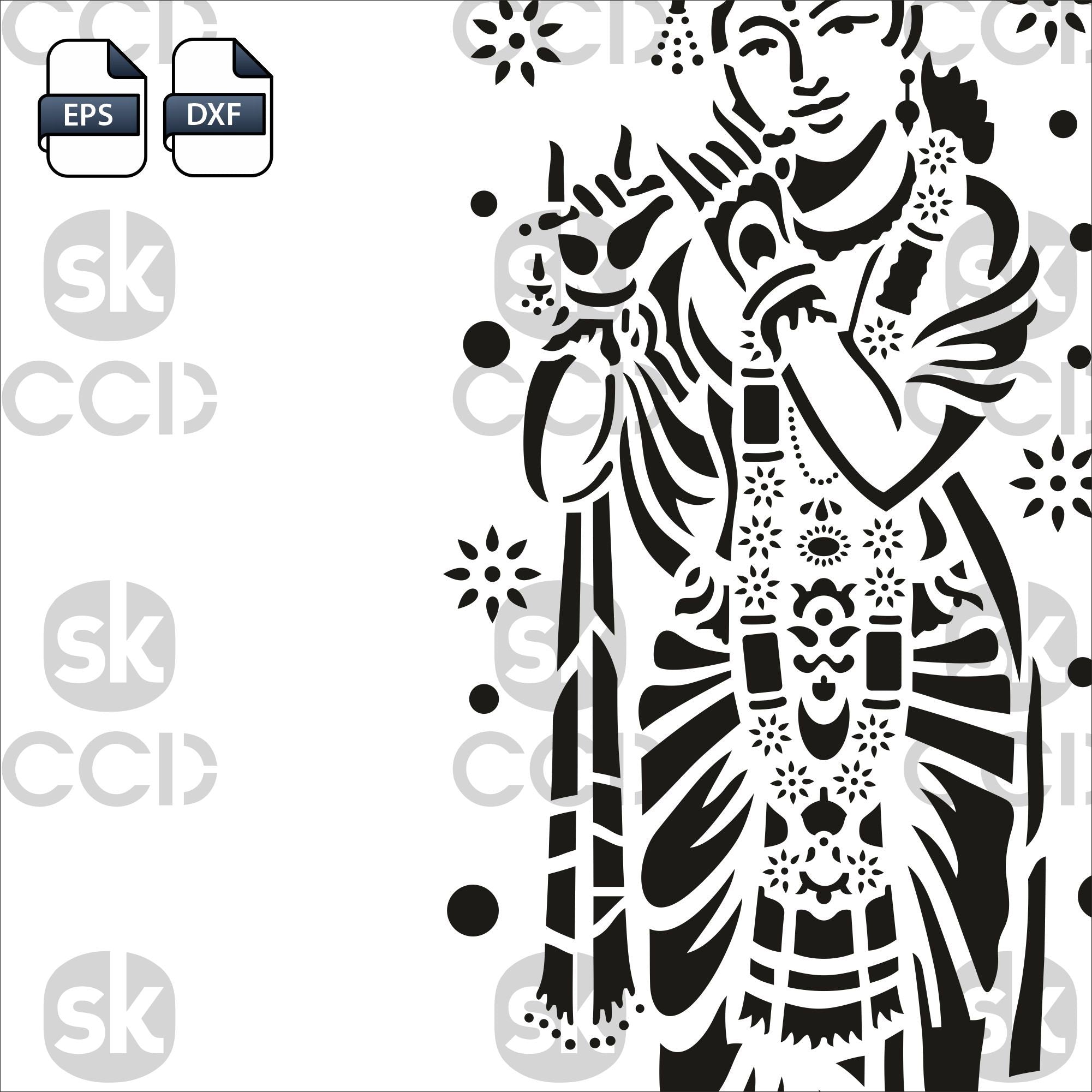Krishna | Lord Krishna Indian God | Krishna Wall Decor | Laser Cutting Design | DXF Vector | Cnc Instant Download File | Cnc Digital Design