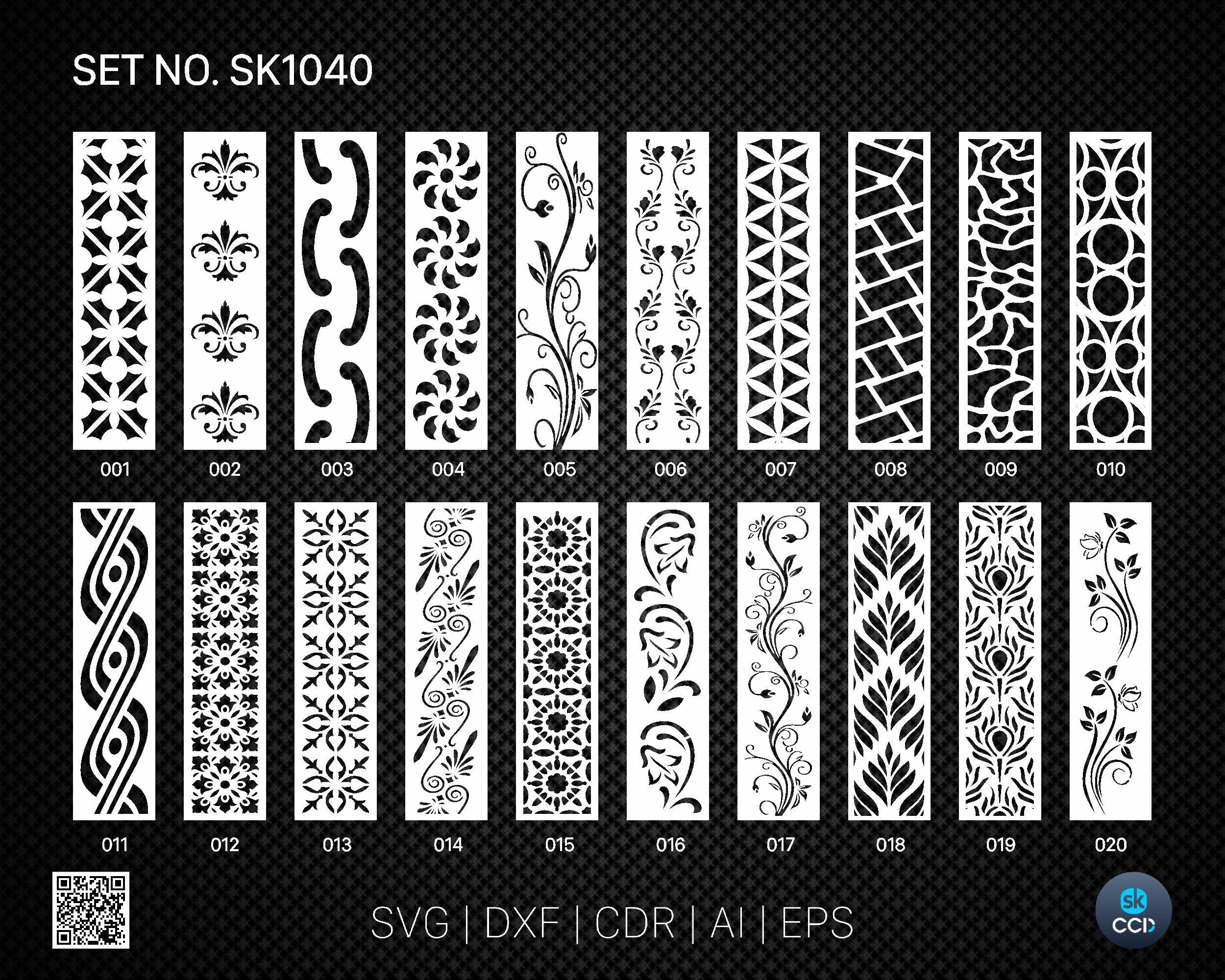 20 Decorative panel | Set SK1040 | Room Divider, Screen, Partitions, Door Panel Laser, Cnc, Plasma, Cricut File CDR, Svg, AI, Dxf, Eps