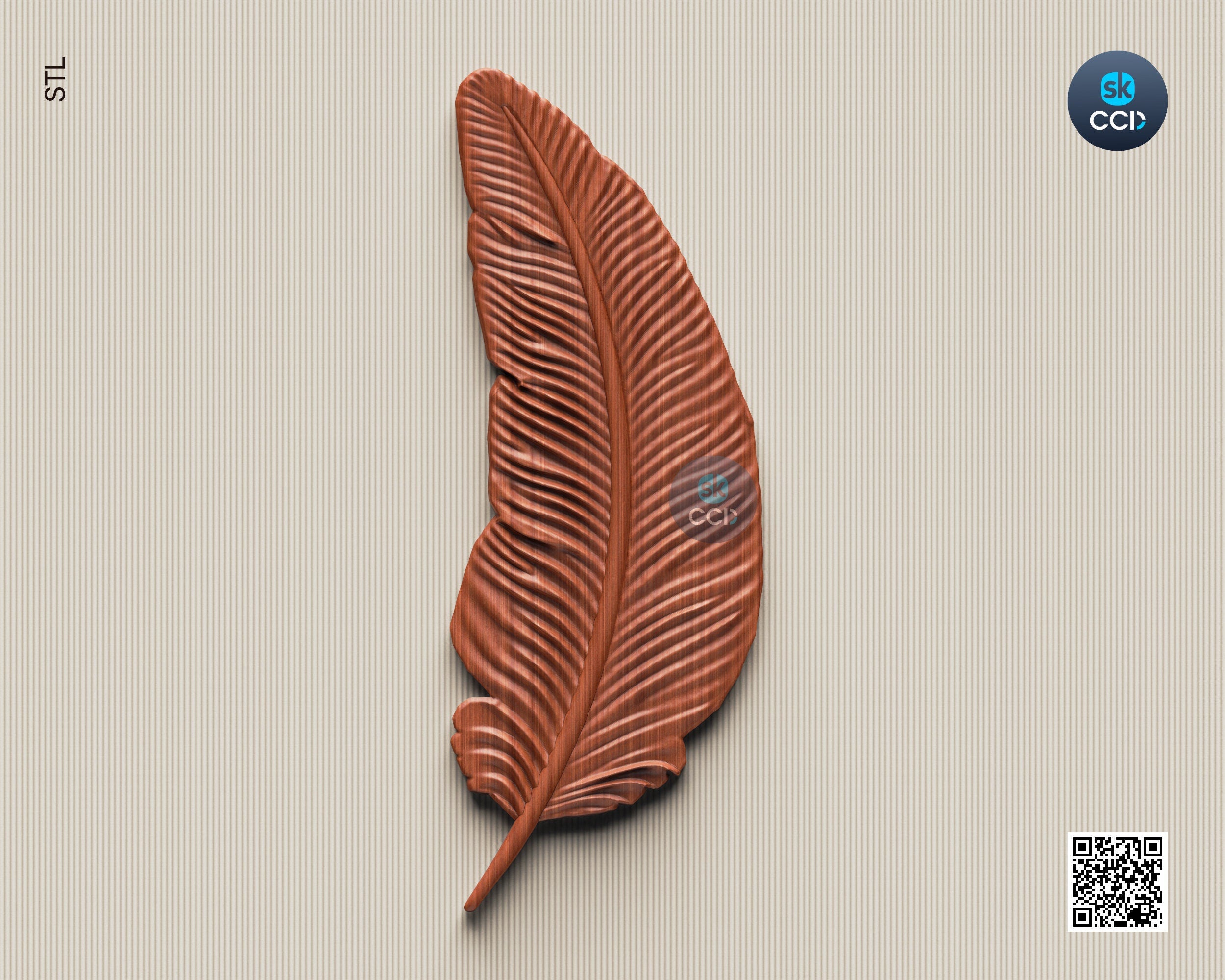 Wood Carving Art | Digital Files | Carving | Feather | Instant Download Files for CNC | 3D Model | 3D Printed Wall Art