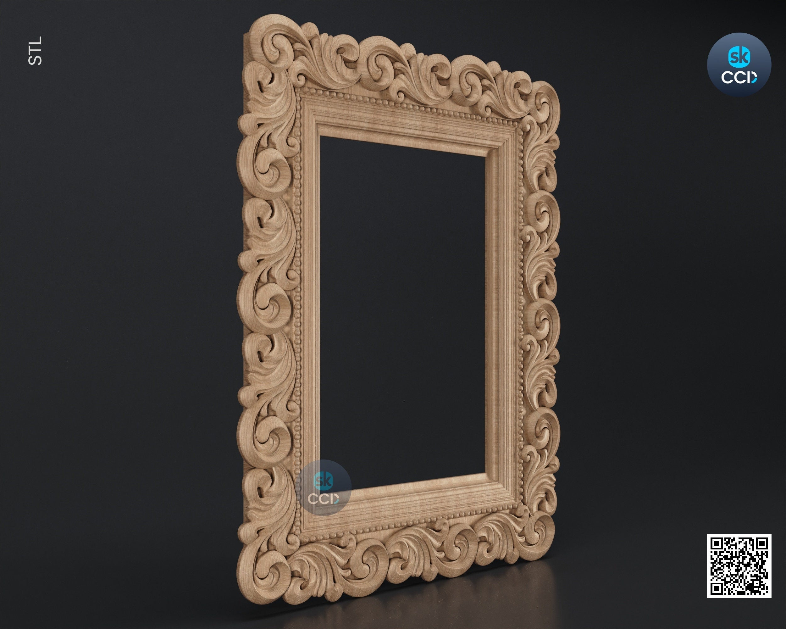 Carved Frame STL 3D Model, Carvign Frame, CNC Router Carving ArtCAM File, CNC files, Wood, Art, Wall Decor SKWF10177