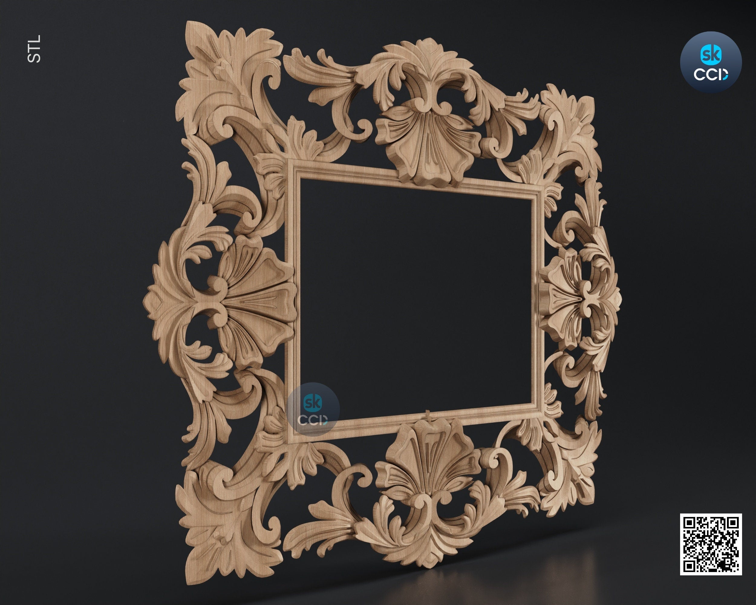Carved Frame STL 3D Model, Carvign Frame, CNC Router Carving ArtCAM File, CNC files, Wood, Art, Wall Decor SKWF1072