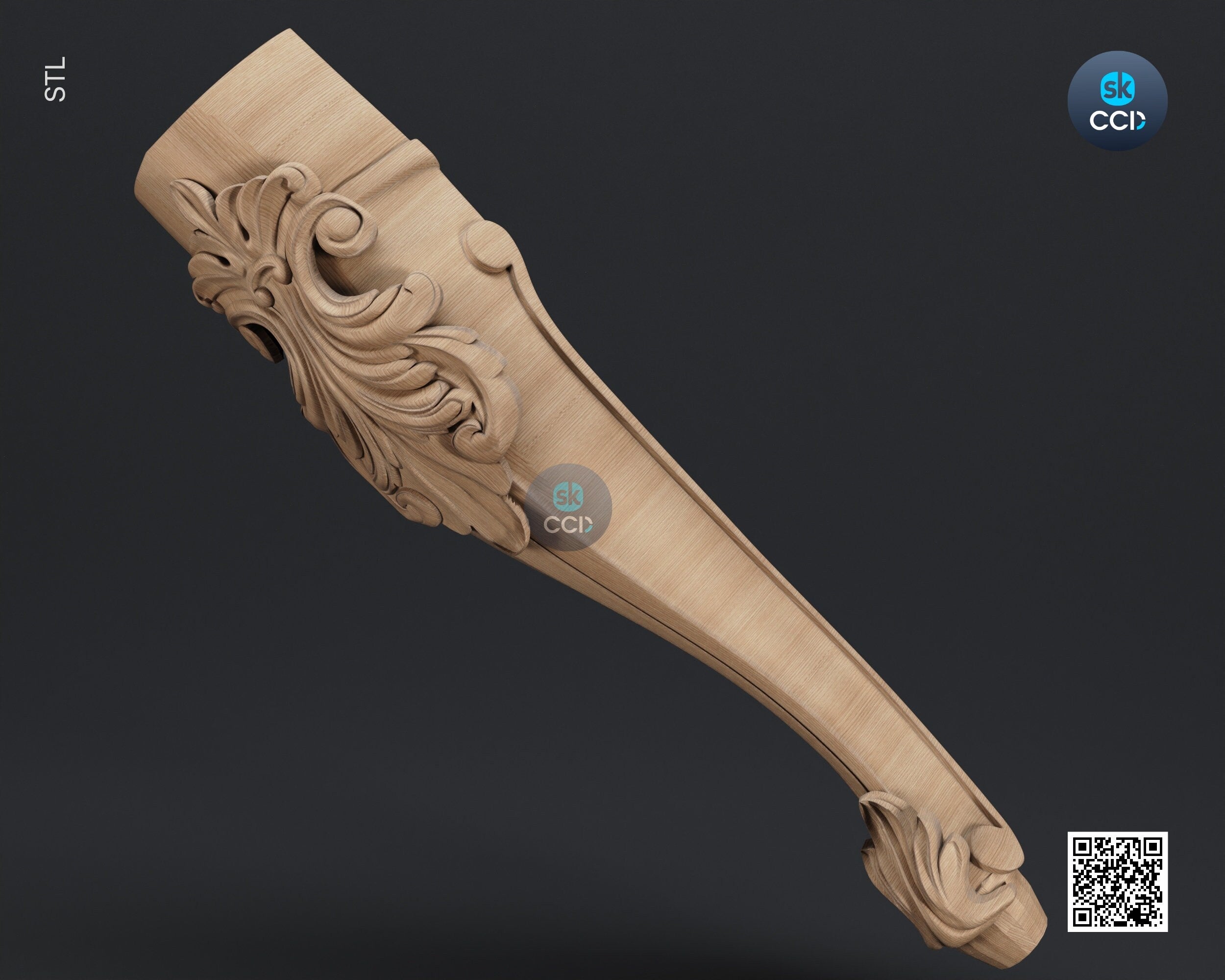 Furniture Leg 3D Model For Cnc Router, Wood Carving Digital File, Column Design, Model No. SKWL1013
