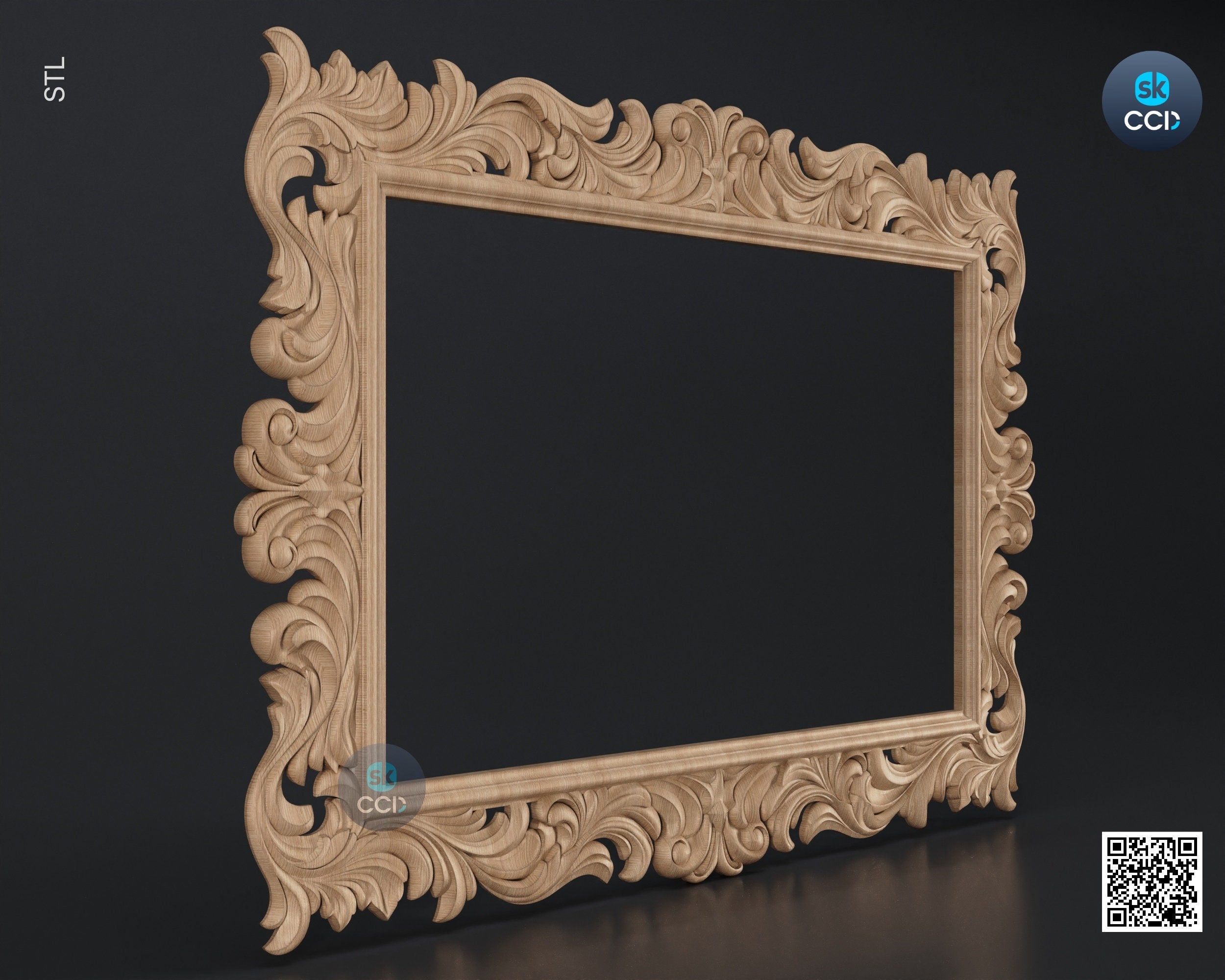 Carved Frame STL 3D Model, Carvign Frame, CNC Router Carving ArtCAM File, CNC files, Wood, Art, Wall Decor SKWF10141