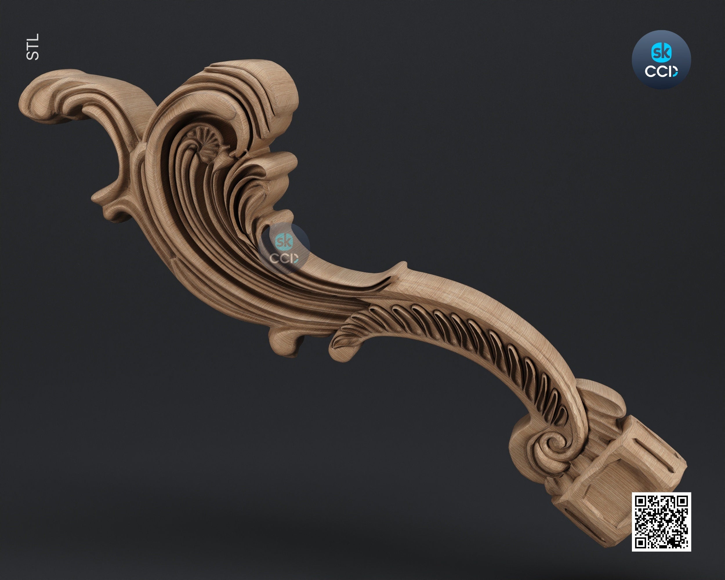 Furniture Leg 3D Model For Cnc Router, Wood Carving Digital File, Column Design, Model No. SKWL1003