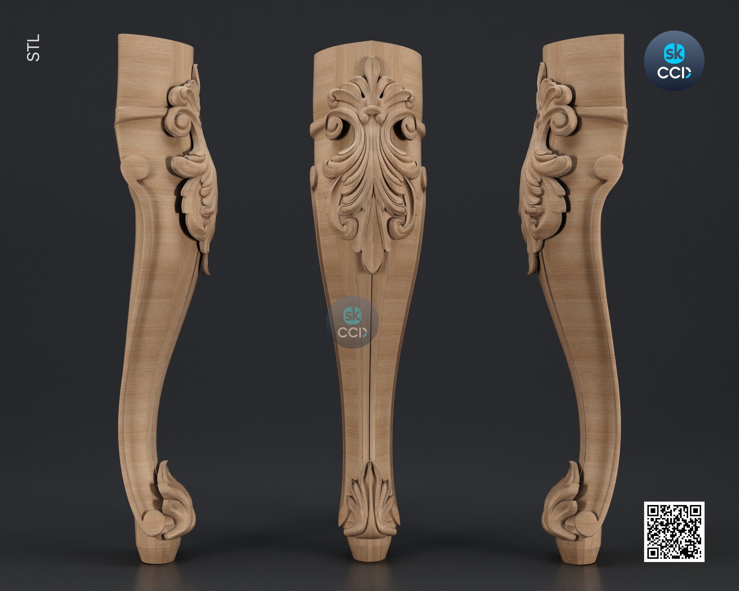 Furniture Leg 3D Model For Cnc Router, Wood Carving Digital File, Column Design, Model No. SKWL1013