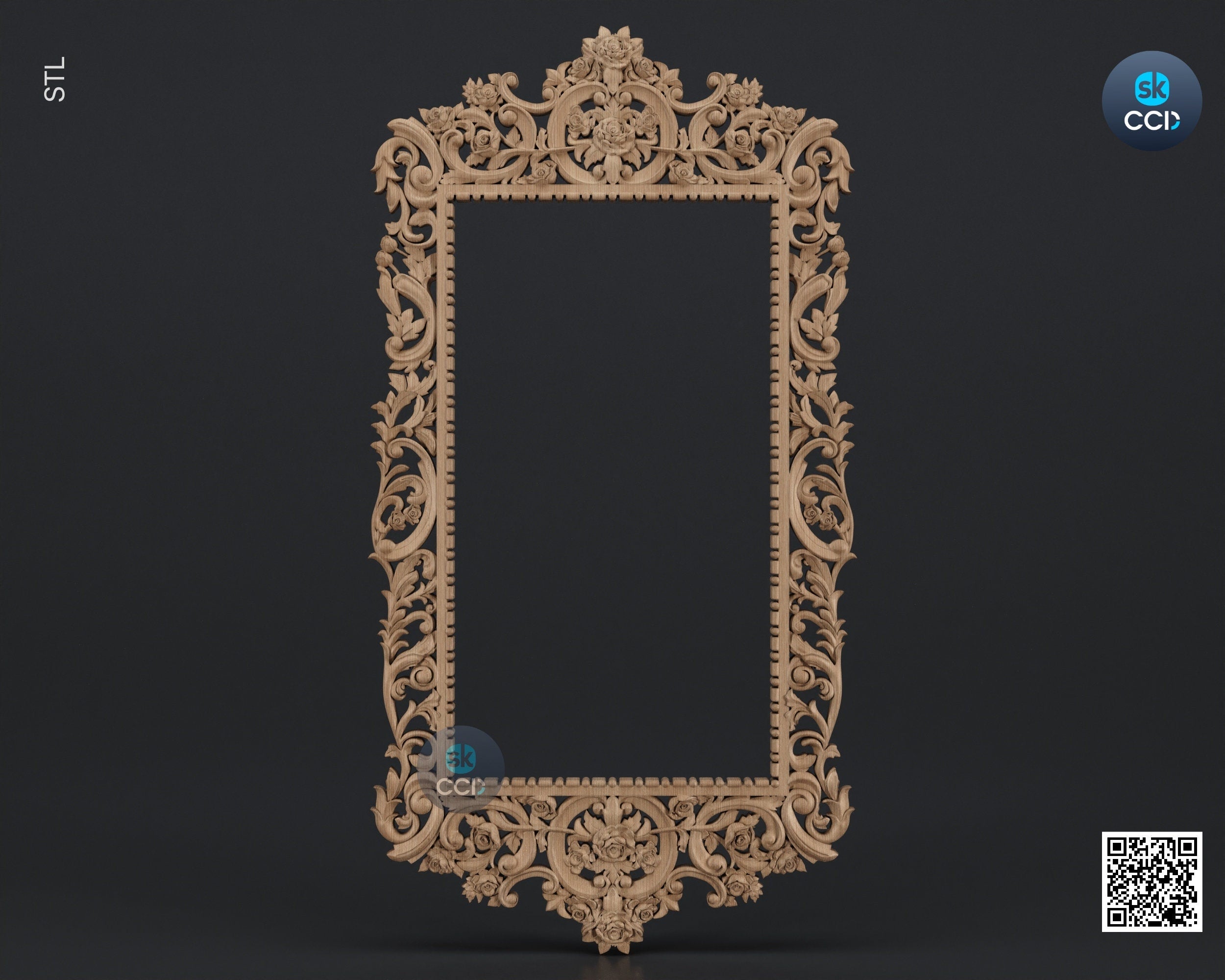 Carved Frame STL 3D Model, Carvign Frame, CNC Router Carving ArtCAM File, CNC files, Wood, Art, Wall Decor SKWF1093