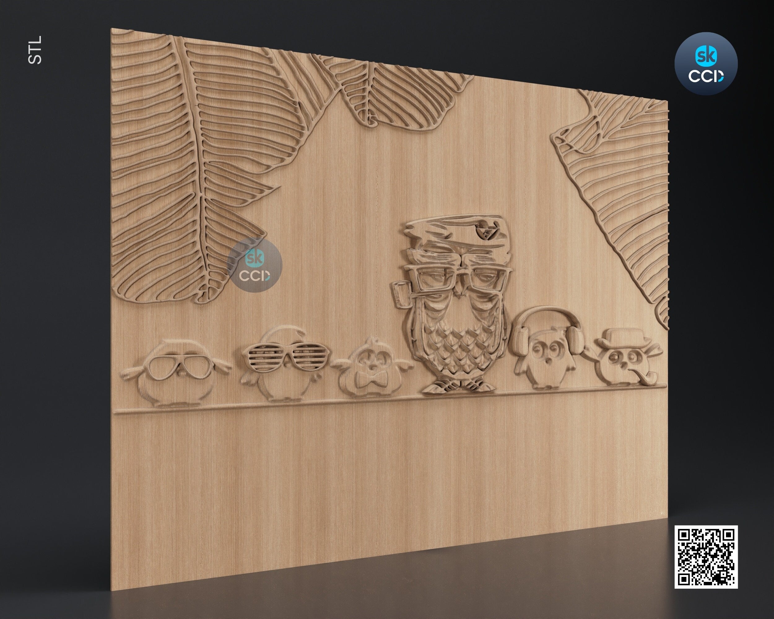 Wood Wall Art, Owls STL Model, CNC Router Carving ArtCAM File, Wall Sculpture, Wood Carving, 3D Model