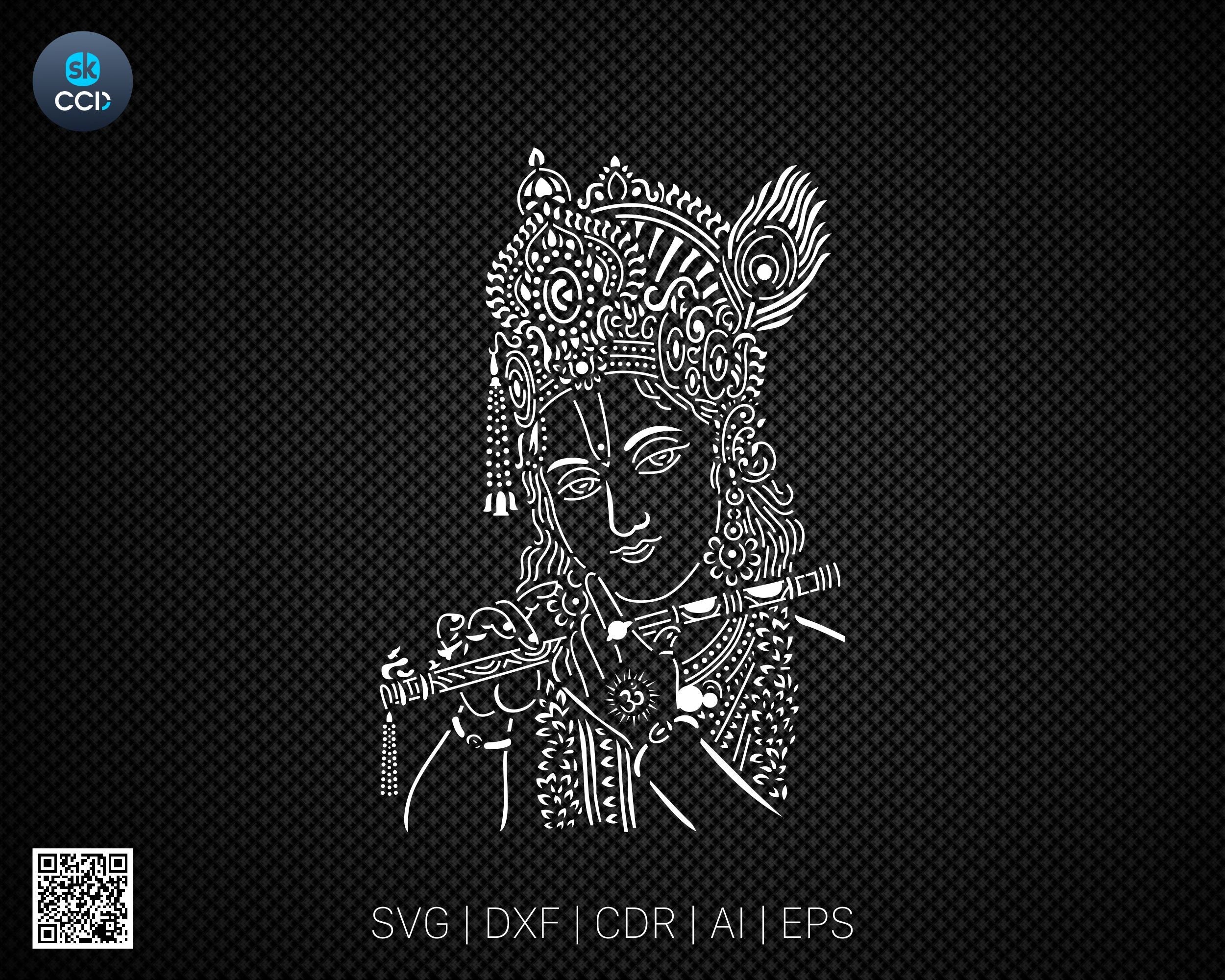 Krishna | Lord Krishna Indian God | Wall Décor | Laser Cutting Design | DXF Vector | Cnc Instant Download File | Cnc Digital Design