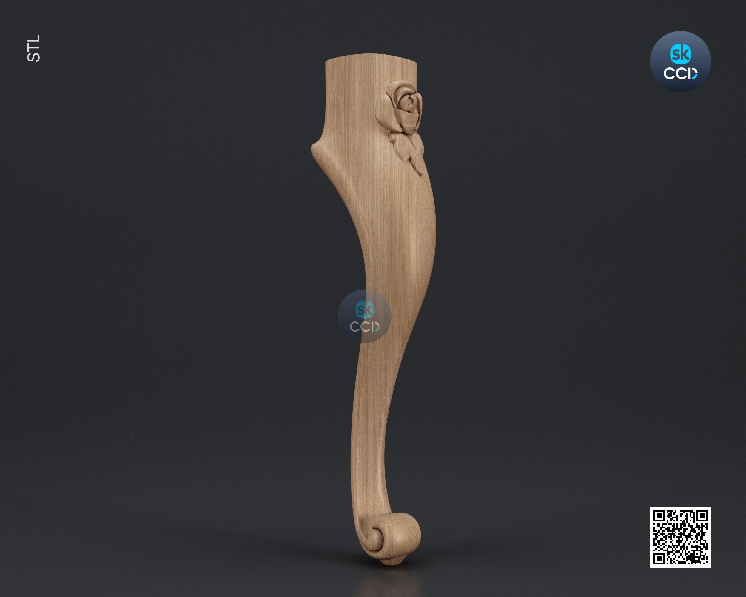 Furniture Leg 3D Model For Cnc Router, Wood Carving Digital File, Column Design, Model No. SKWL1038