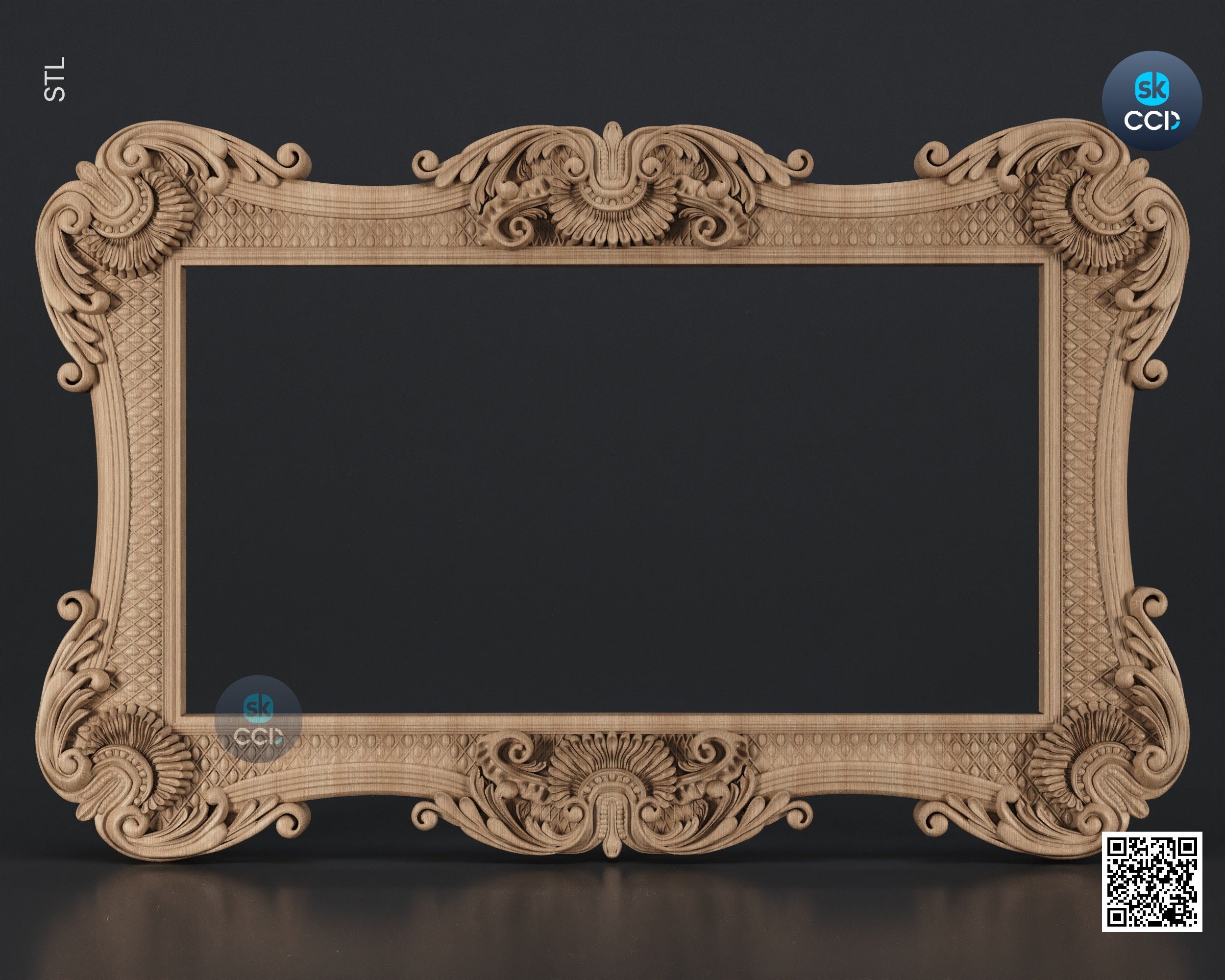Carved Frame STL 3D Model, Carvign Frame, CNC Router Carving ArtCAM File, CNC files, Wood, Art, Wall Decor SKWF10260