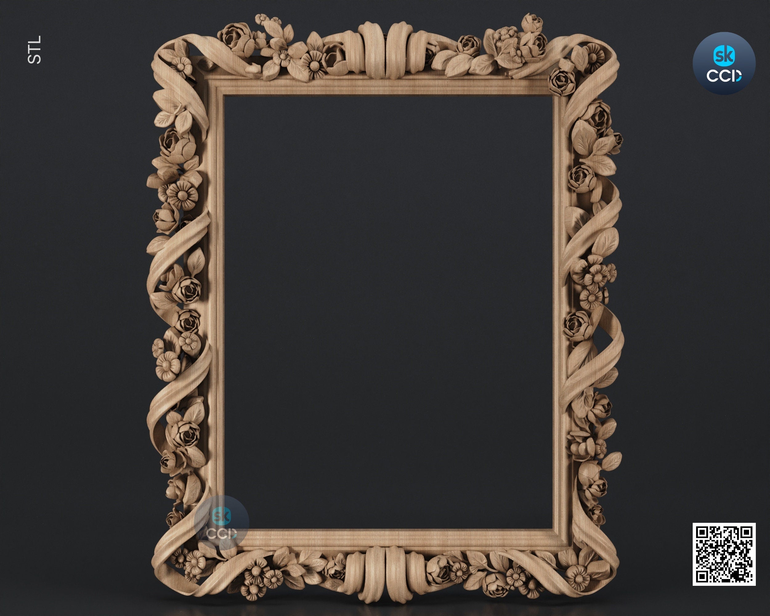 Carved Frame STL 3D Model, Carvign Frame, CNC Router Carving ArtCAM File, CNC files, Wood, Art, Wall Decor SKWF10218