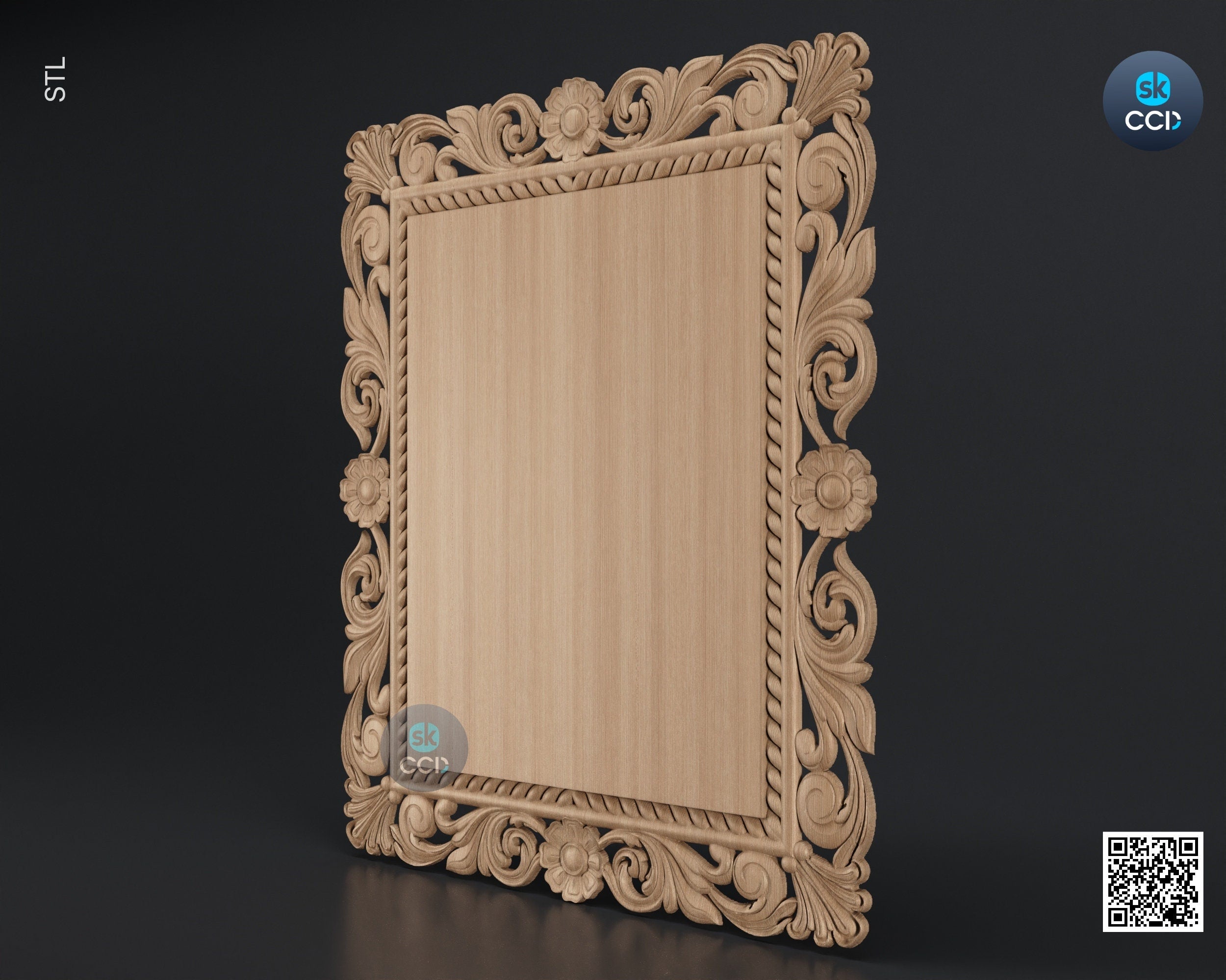 Carved Frame STL 3D Model, Carvign Frame, CNC Router Carving ArtCAM File, CNC files, Wood, Art, Wall Decor SKWF1073