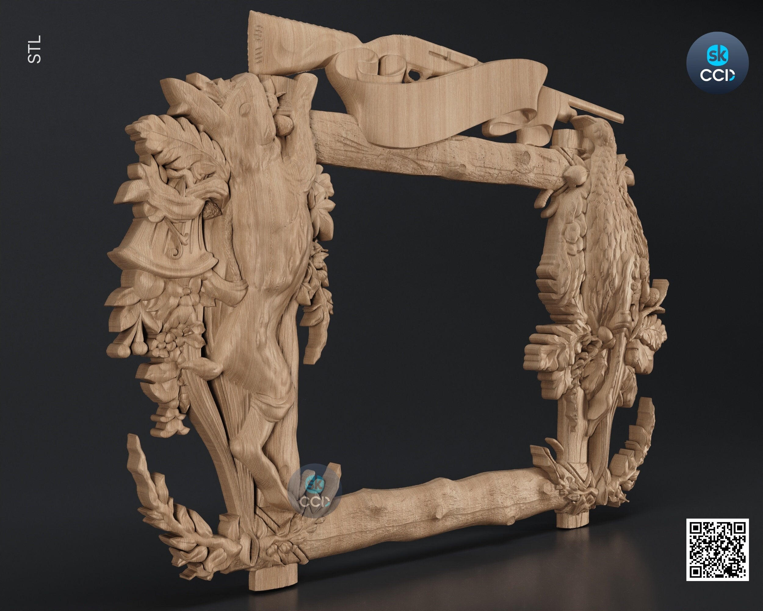 Carved Frame STL 3D Model, Carvign Frame, CNC Router Carving ArtCAM File, CNC files, Wood, Art, Wall Decor SKWF1086