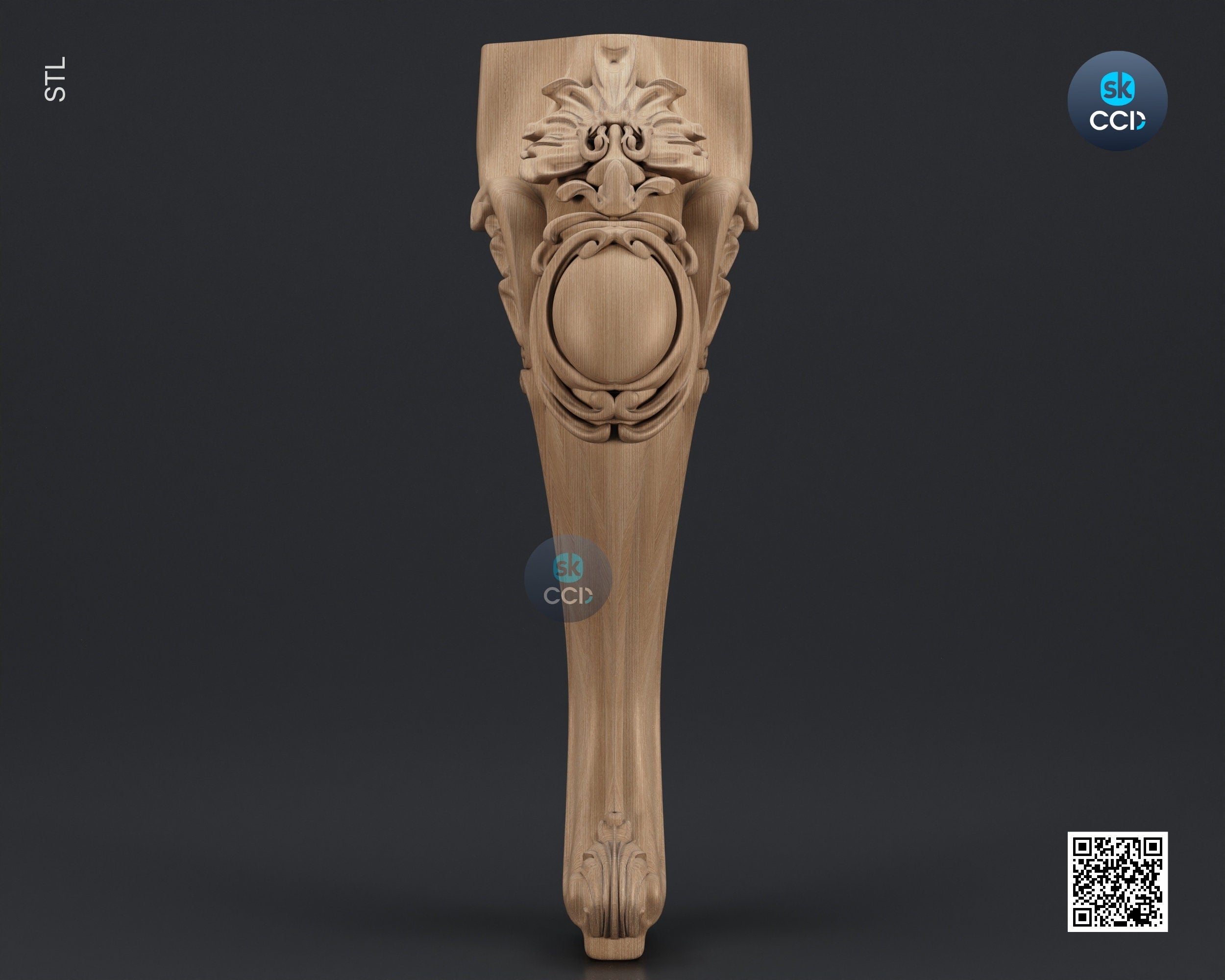 Furniture Leg 3D Model For Cnc Router, Wood Carving Digital File, Column Design, Model No. SKWL1036