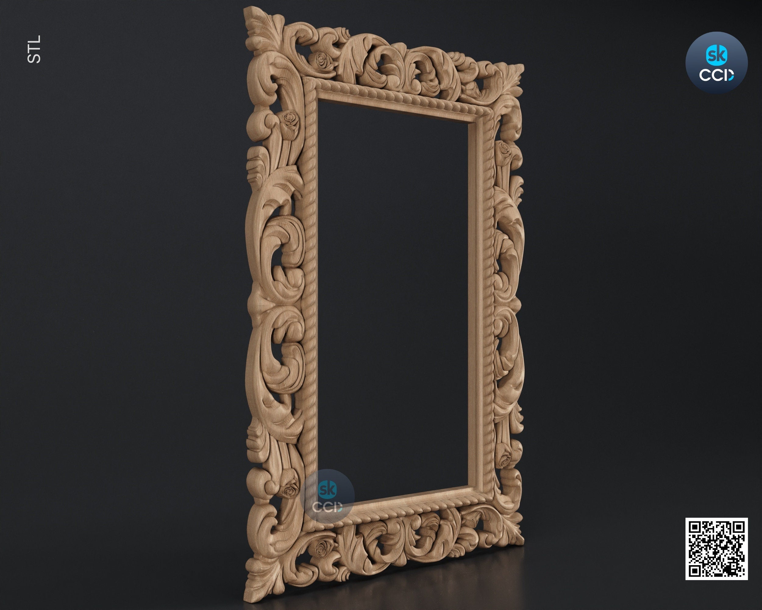 Carved Frame STL 3D Model, Carvign Frame, CNC Router Carving ArtCAM File, CNC files, Wood, Art, Wall Decor SKWF10178