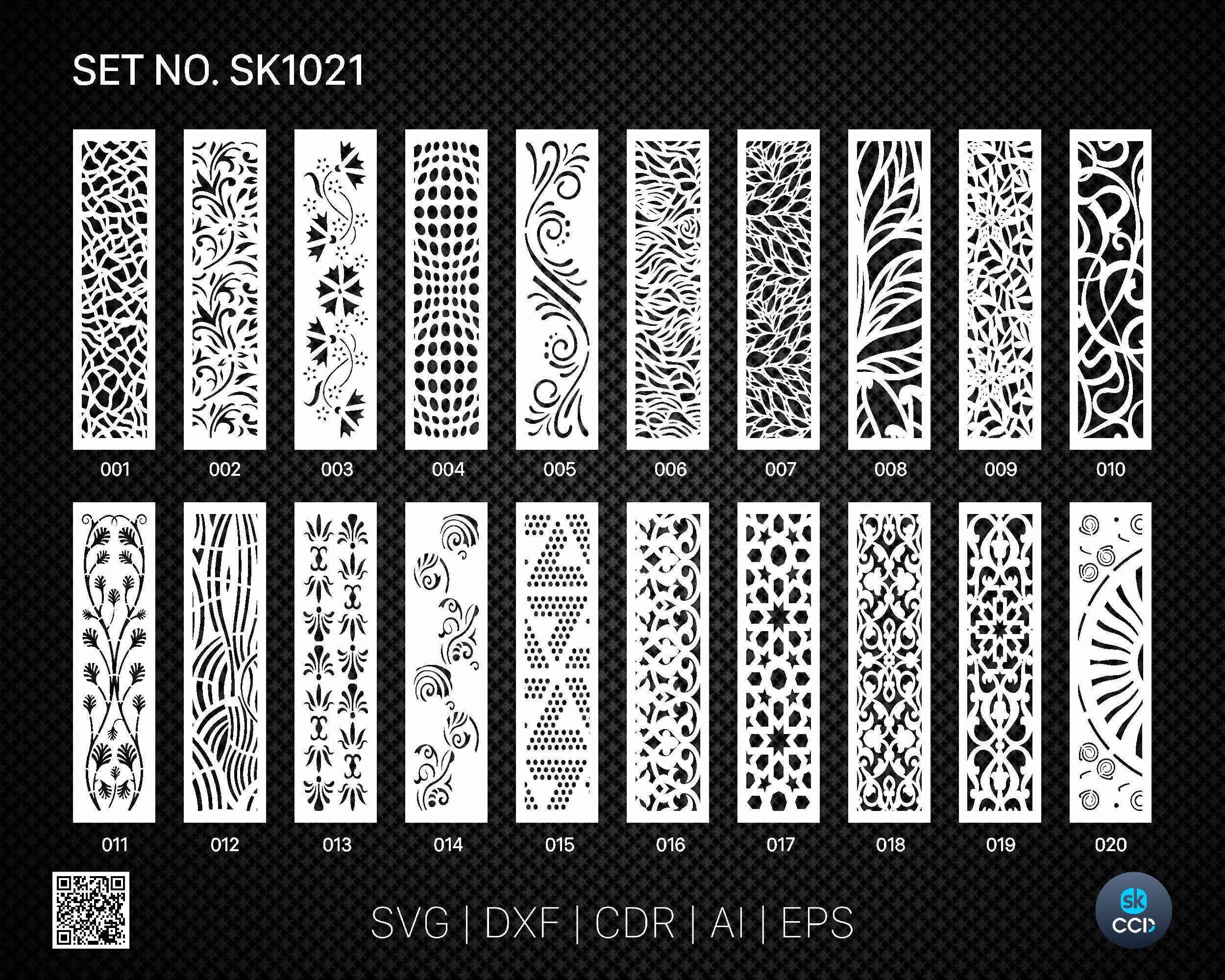 20 Decorative panel | Set SK1021 | Room Divider, Screen, Partitions, Door Panel Laser, Cnc, Plasma, Cricut File CDR, Svg, AI, Dxf, Eps