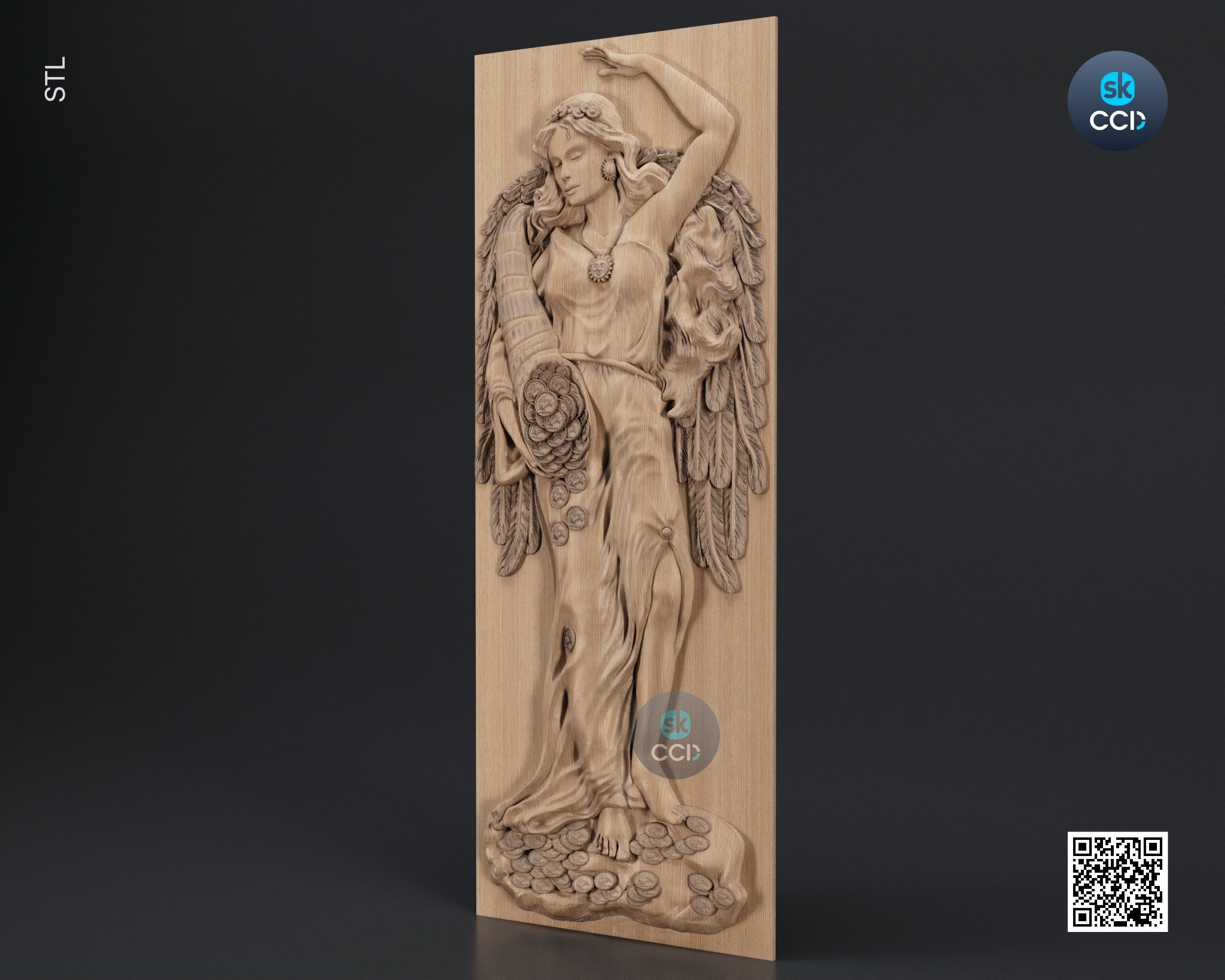 Wood Wall Art, Fortuna STL Model, CNC Router Carving ArtCAM File, Wall Sculpture, Wood Carving, 3D Model