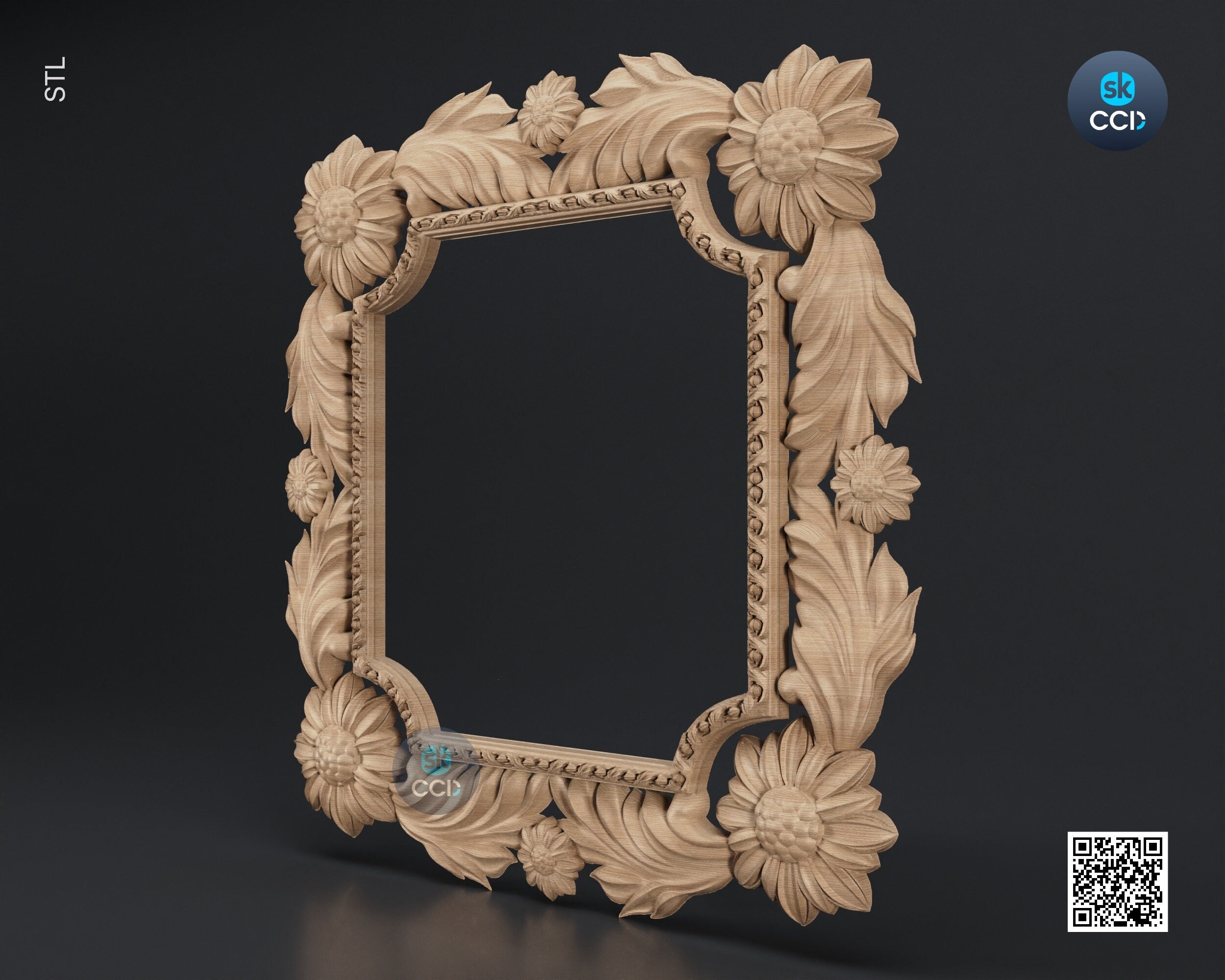 Carved Frame STL 3D Model, Carvign Frame, CNC Router Carving ArtCAM File, CNC files, Wood, Art, Wall Decor SKWF1013