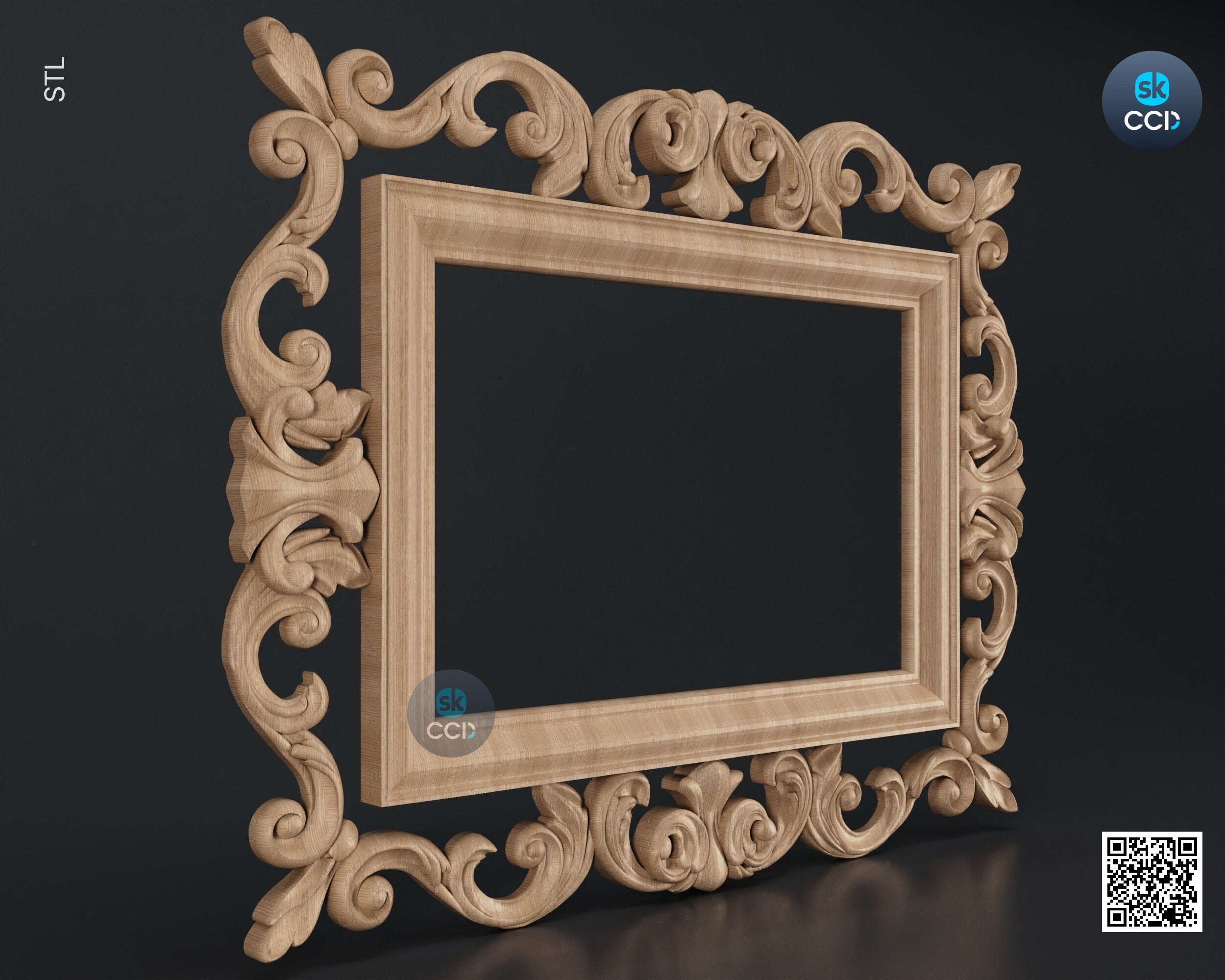 Carved Frame STL 3D Model, Carvign Frame, CNC Router Carving ArtCAM File, CNC files, Wood, Art, Wall Decor SKWF10147
