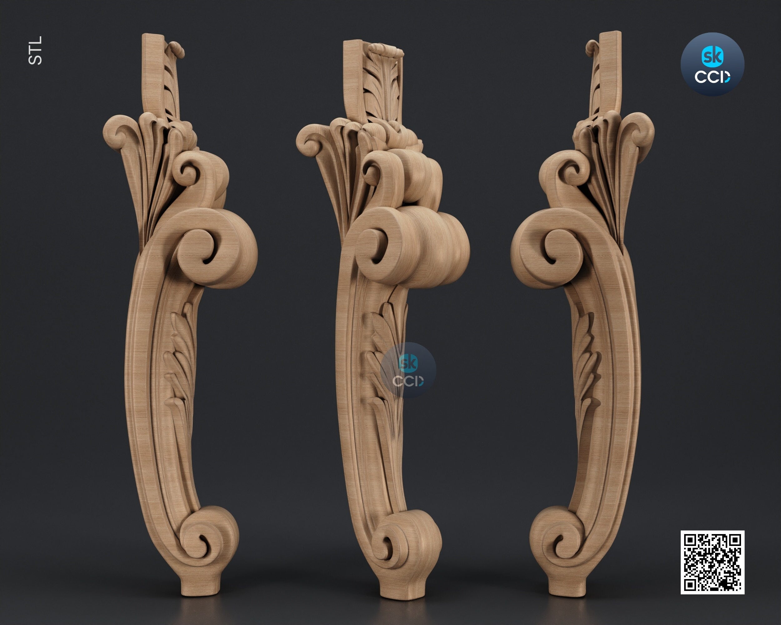 Furniture Leg 3D Model For Cnc Router, Wood Carving Digital File, Column Design, Model No. SKWL1031