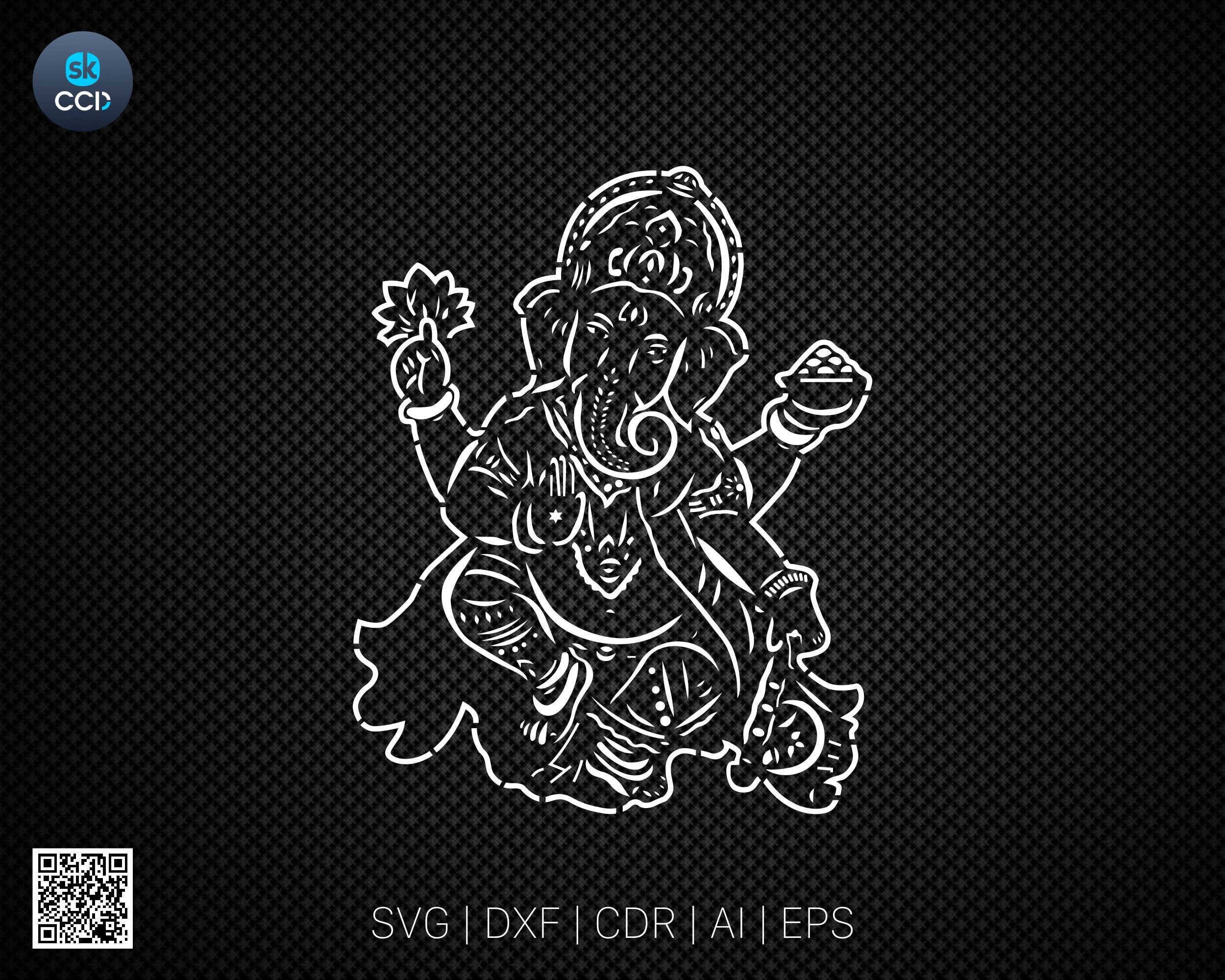 Silhouette of Lord Ganesha, Religious Svg files for cricut, Laser Cut Design, Laser cut wood, Cnc Router Files