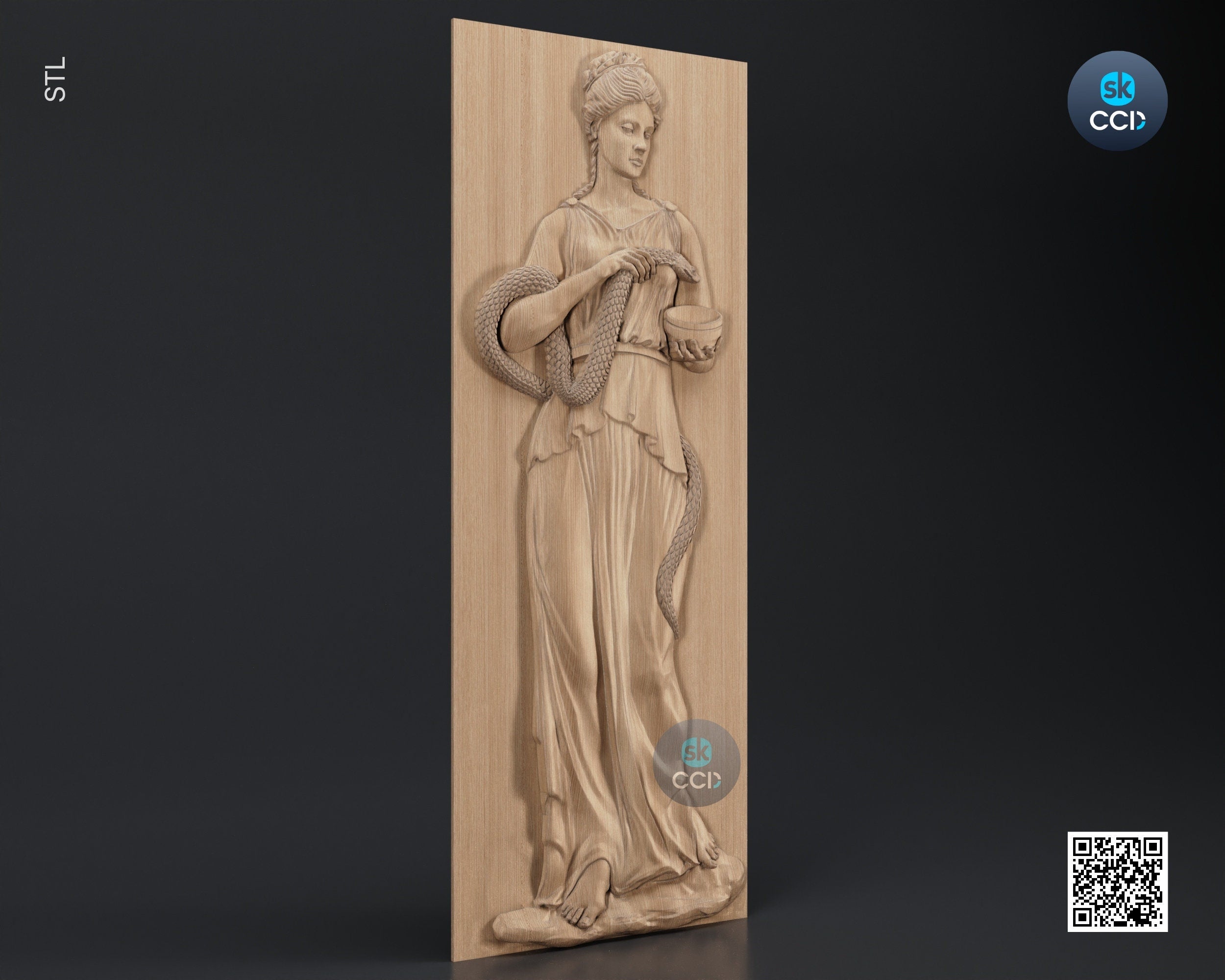 Wood Wall Art, Hygeia STL Model, CNC Router Carving ArtCAM File, Wall Sculpture, Wood Carving, 3D Model
