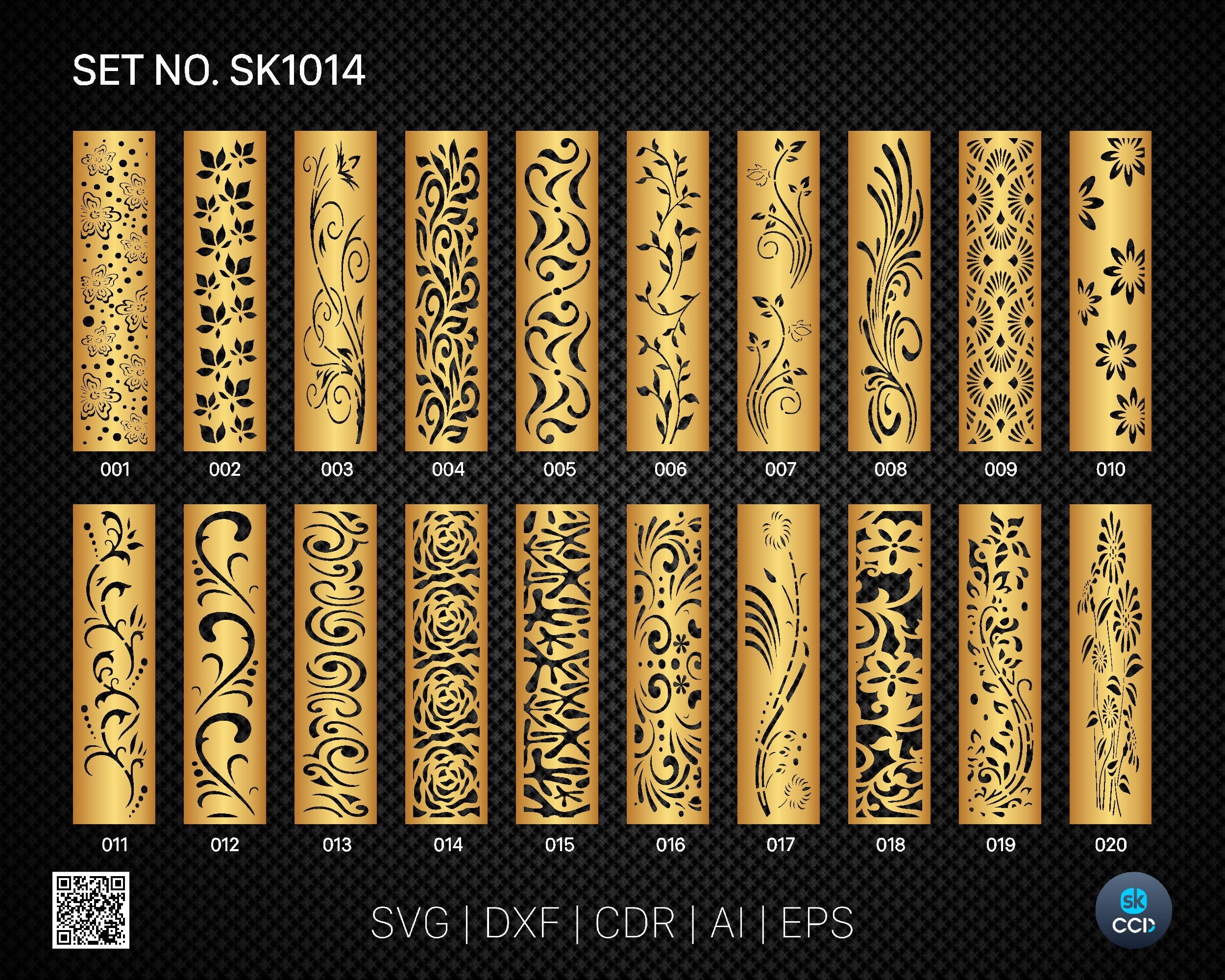 20 Decorative panel | Set SK1014 | Room Divider, Screen, Partitions, Door Panel Laser, Cnc, Plasma, Cricut File CDR, Svg, AI, Dxf, Eps