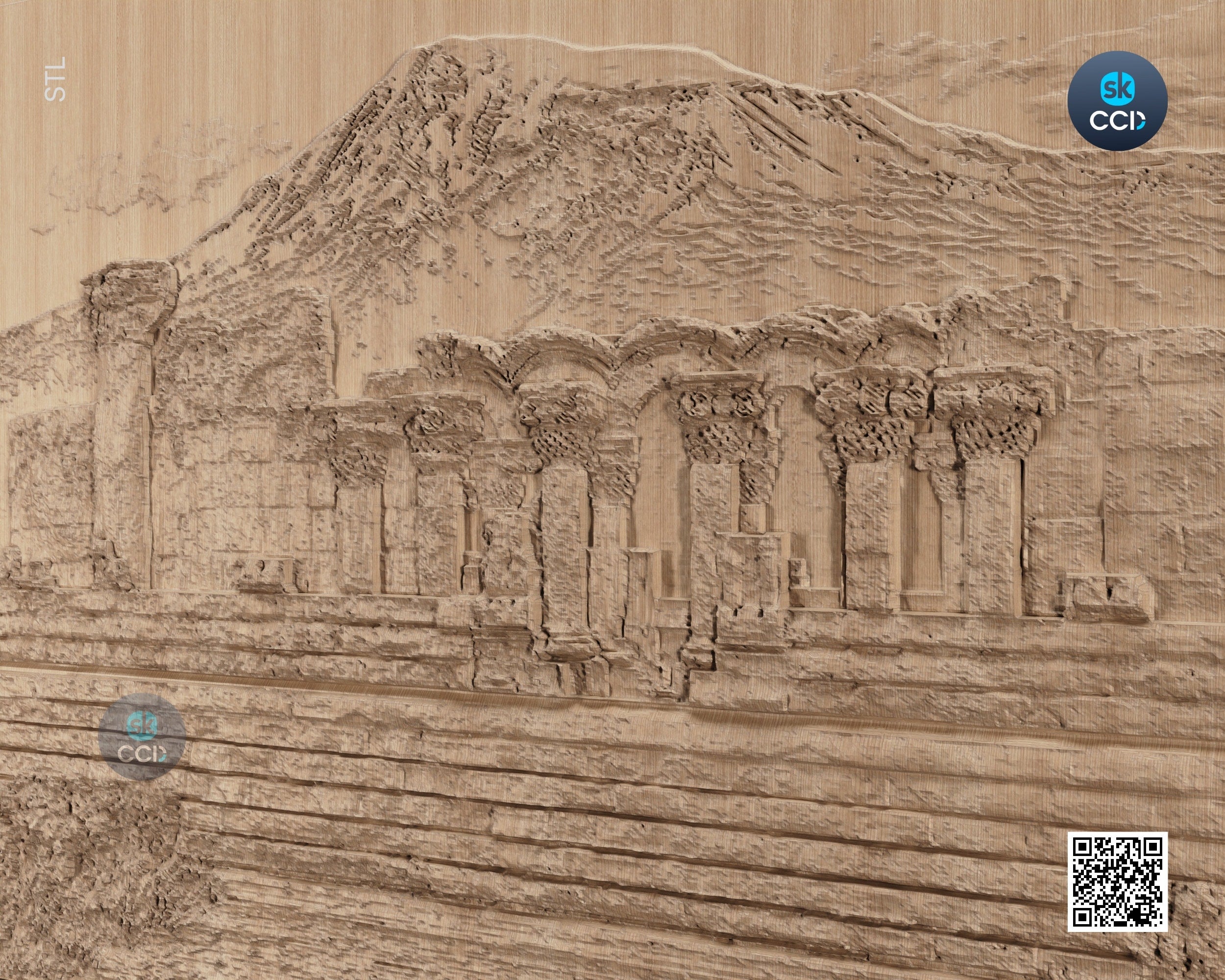 Wood Wall Art, Zvartnots STL Model, CNC Router Carving ArtCAM File, Wall Sculpture, Wood Carving, 3D Model
