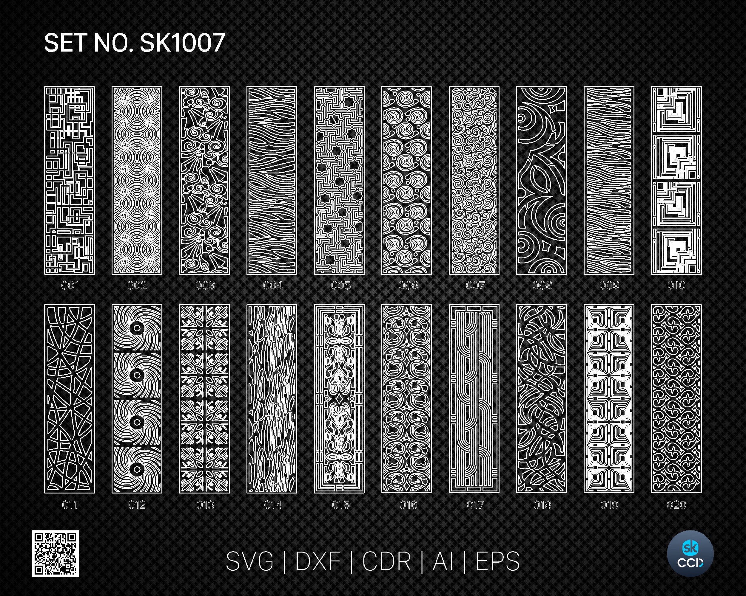20 Decorative panel | Set SK1007 | Room Divider, Screen, Partitions, Door Panel Laser, Cnc, Plasma, Cricut File CDR, Svg, AI, Dxf, Eps