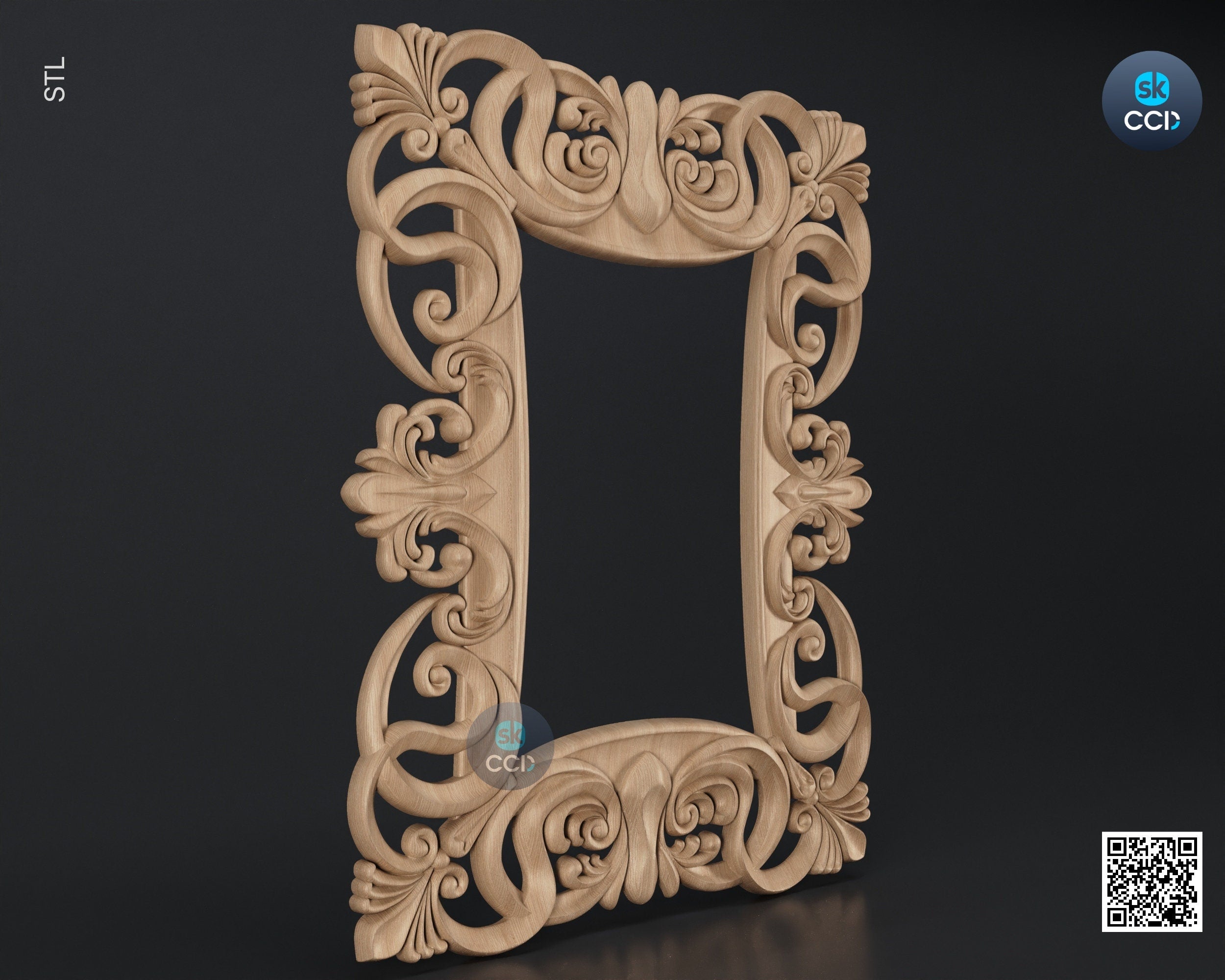 Carved Frame STL 3D Model, Carvign Frame, CNC Router Carving ArtCAM File, CNC files, Wood, Art, Wall Decor SKWF10243
