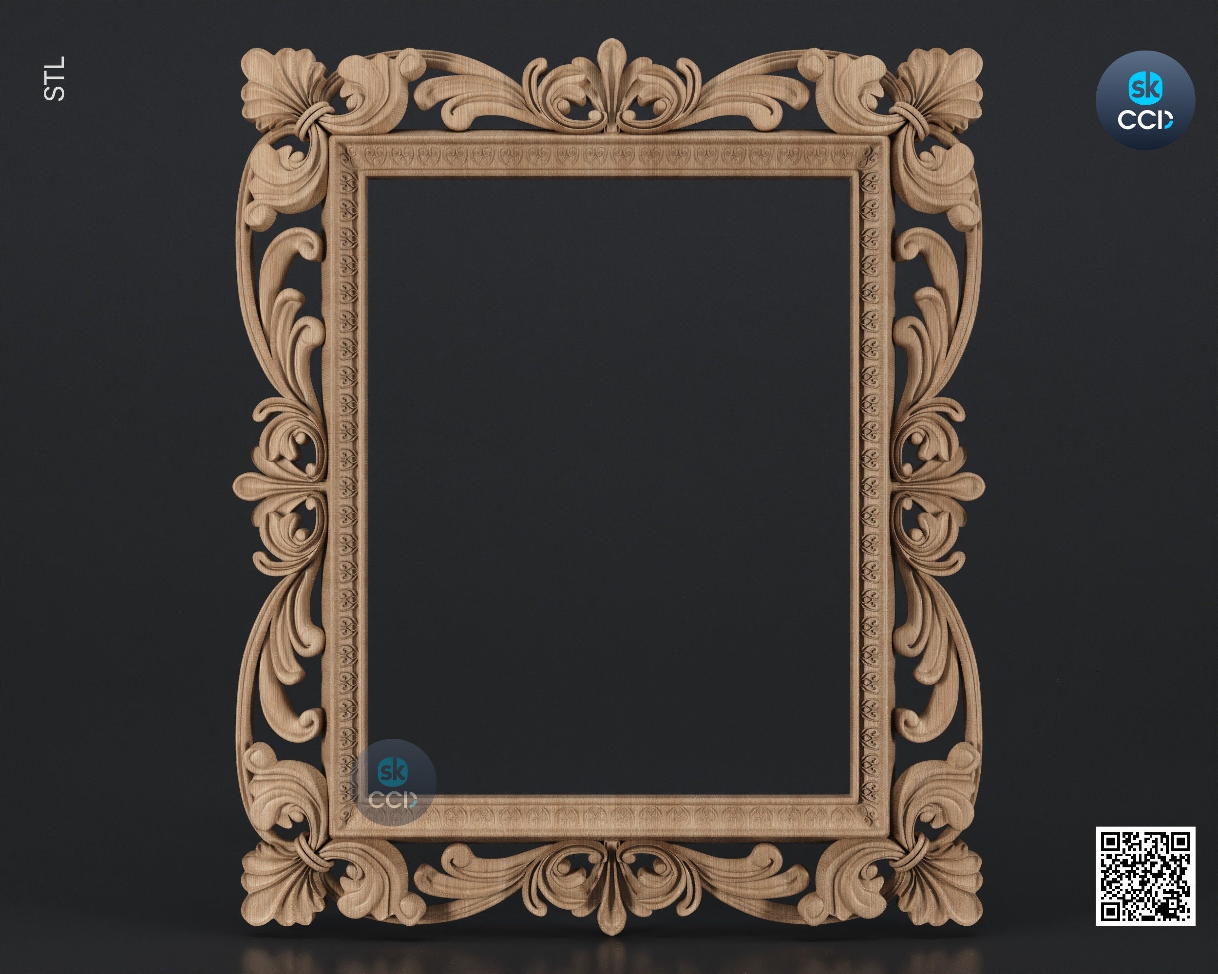 Carved Frame STL 3D Model, Carvign Frame, CNC Router Carving ArtCAM File, CNC files, Wood, Art, Wall Decor SKWF10259