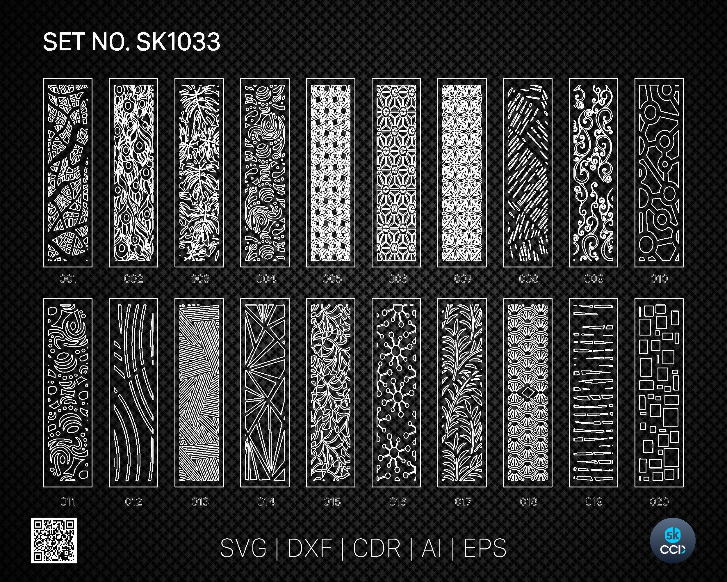 20 Decorative panel | Set SK1033 | Room Divider, Screen, Partitions, Door Panel Laser, Cnc, Plasma, Cricut File CDR, Svg, AI, Dxf, Eps