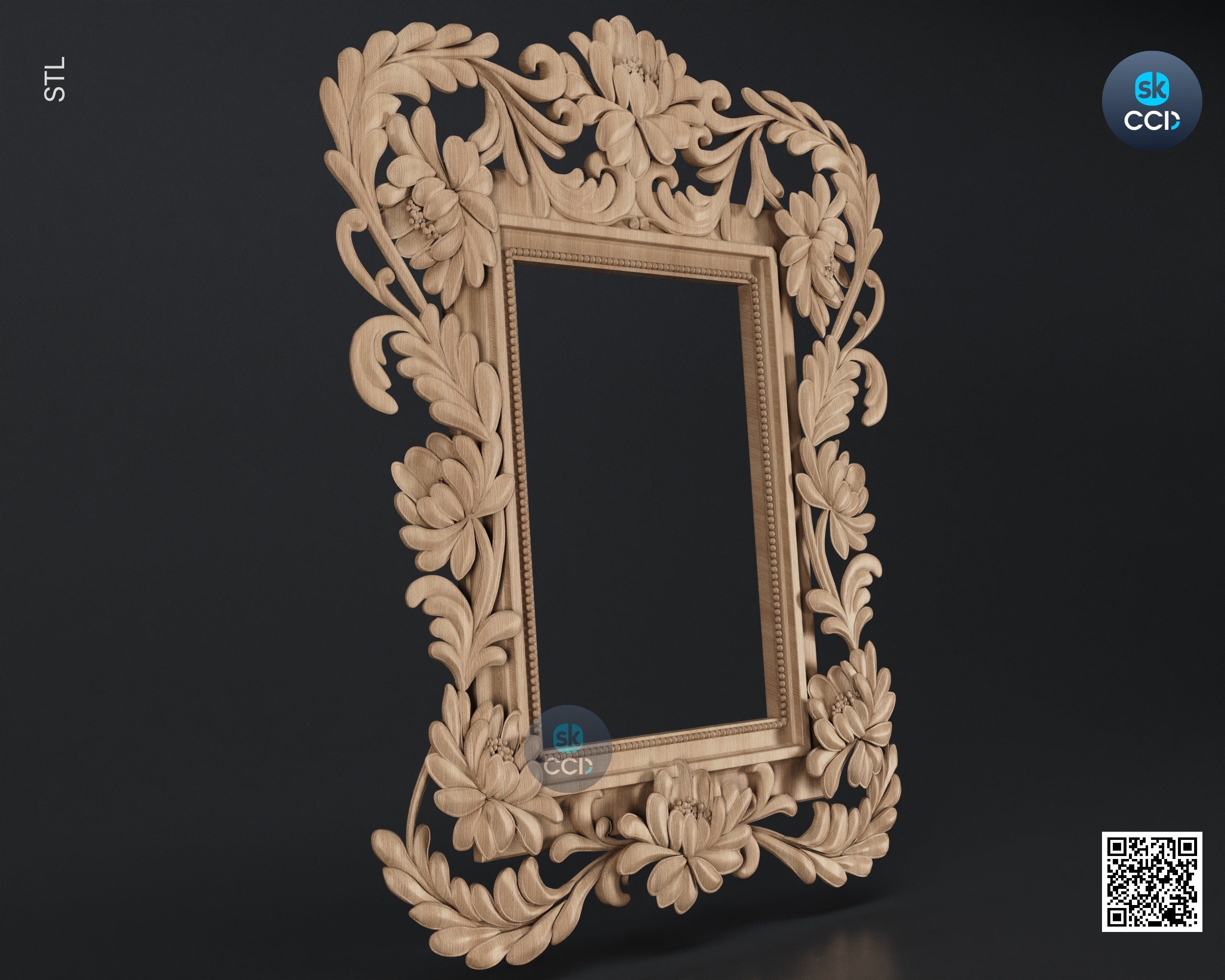Carved Frame STL 3D Model, Carvign Frame, CNC Router Carving ArtCAM File, CNC files, Wood, Art, Wall Decor SKWF10152