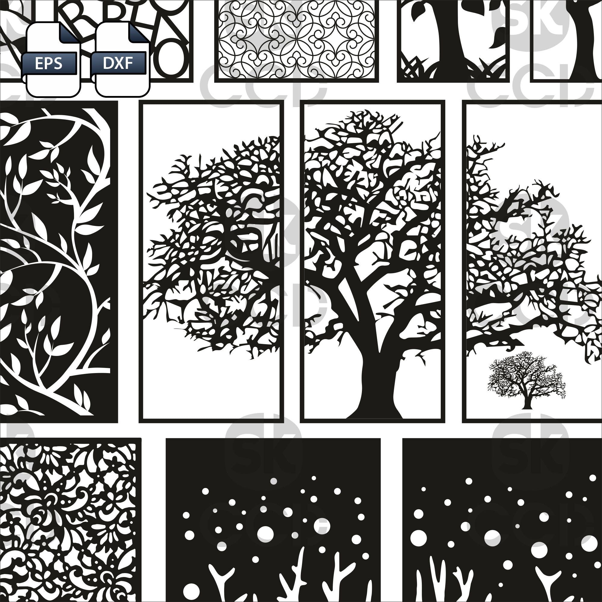 Wall Panel, 23 Patterns of art deco for decorative partitions, Laser Cutting File Dxf, Svg, Cdr, Eps Vector files