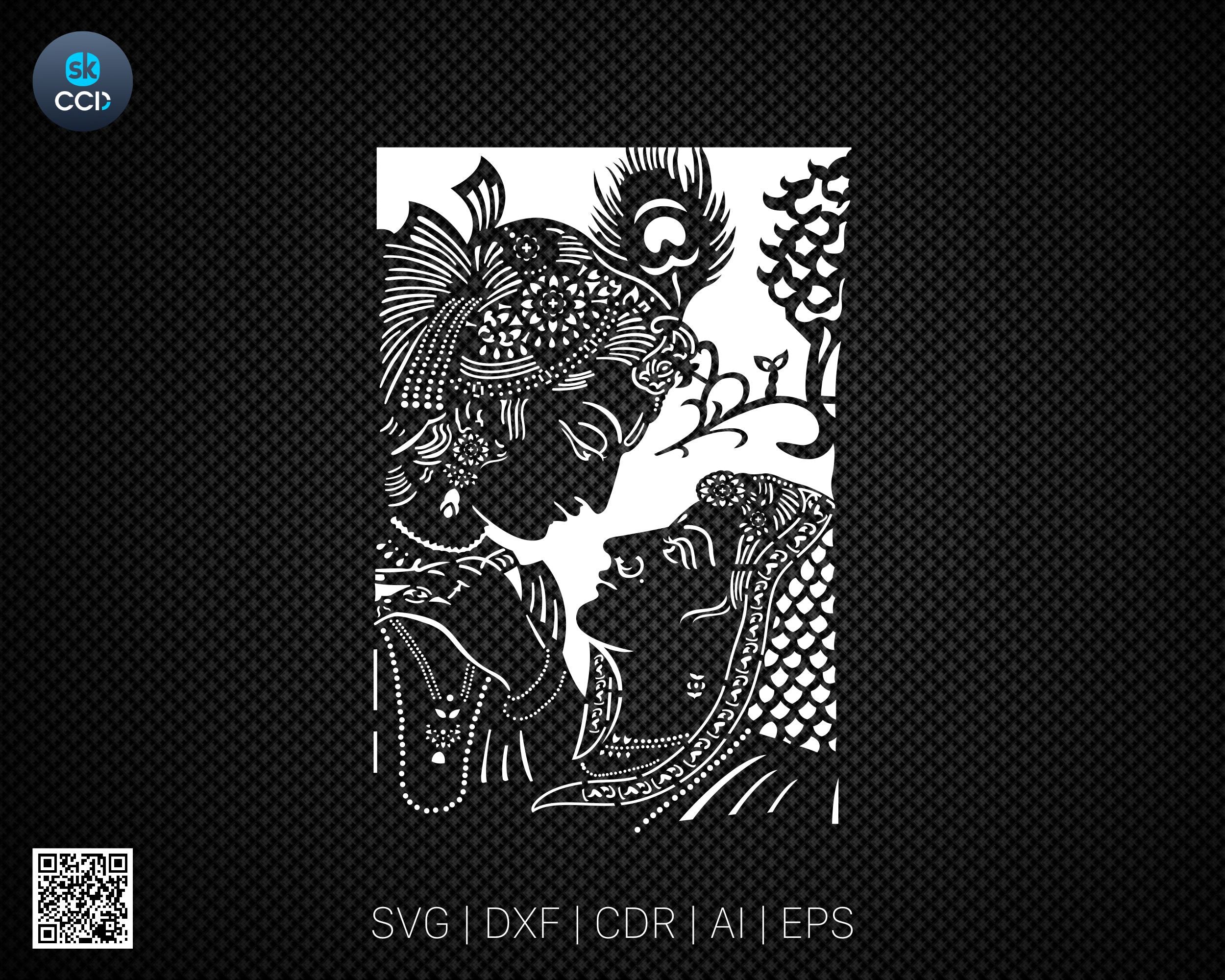Radha Krishna | Indian God | Wall Decor | Laser Cutting | DXF Vector | Cnc Instant Download File | Digital Design