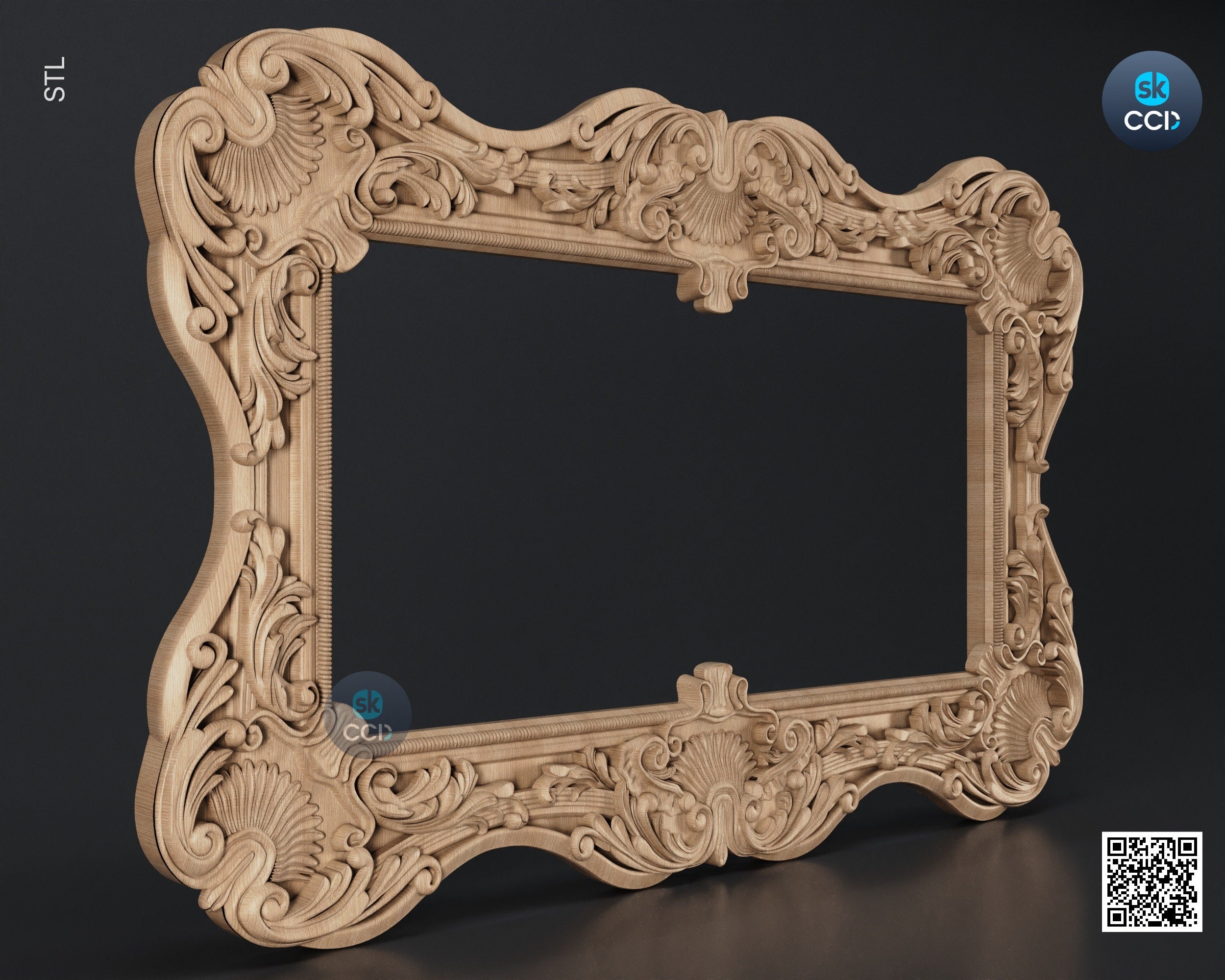 Carved Frame STL 3D Model, Carvign Frame, CNC Router Carving ArtCAM File, CNC files, Wood, Art, Wall Decor SKWF10214