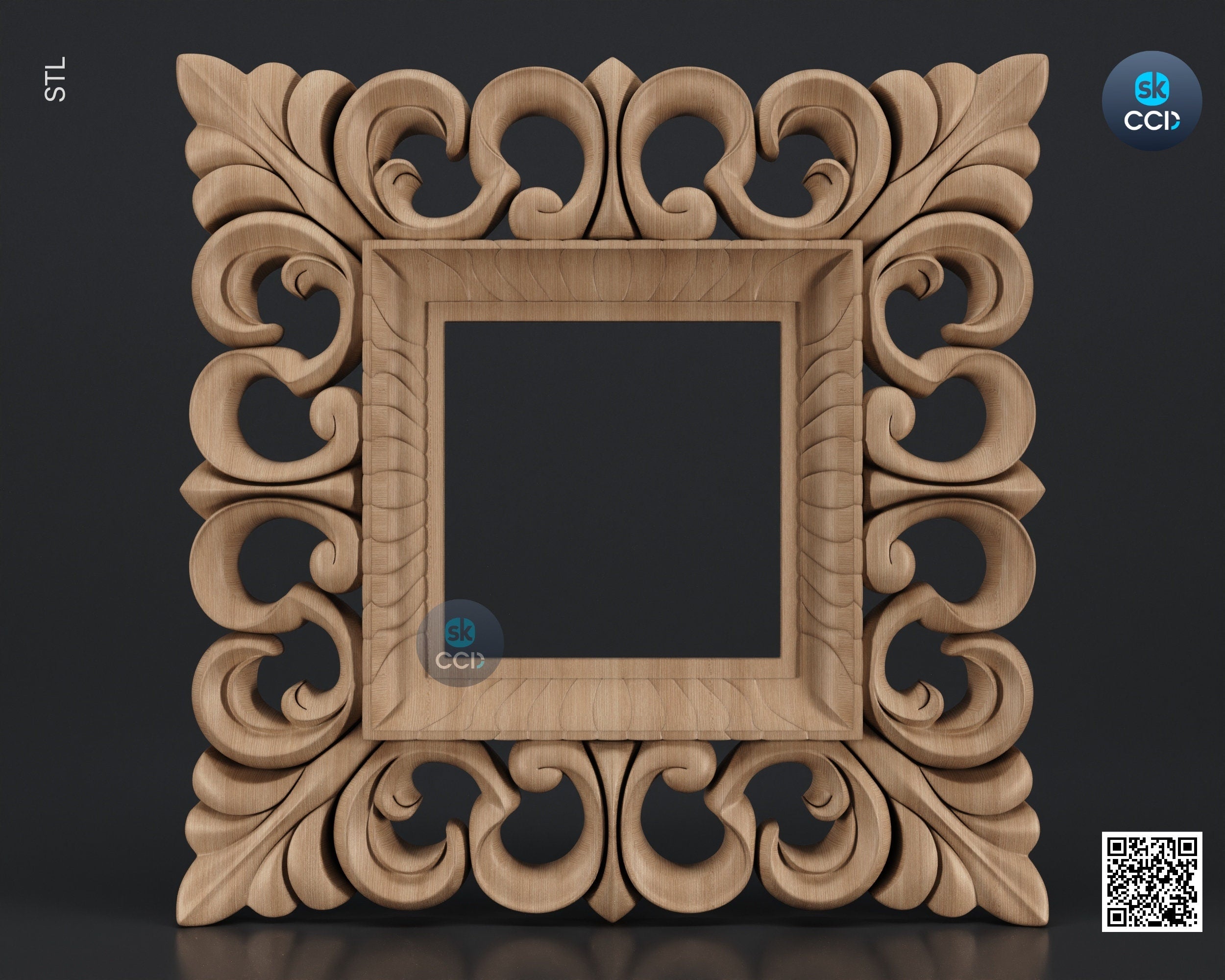 Carved Frame STL 3D Model, Carvign Frame, CNC Router Carving ArtCAM File, CNC files, Wood, Art, Wall Decor SKWF1048