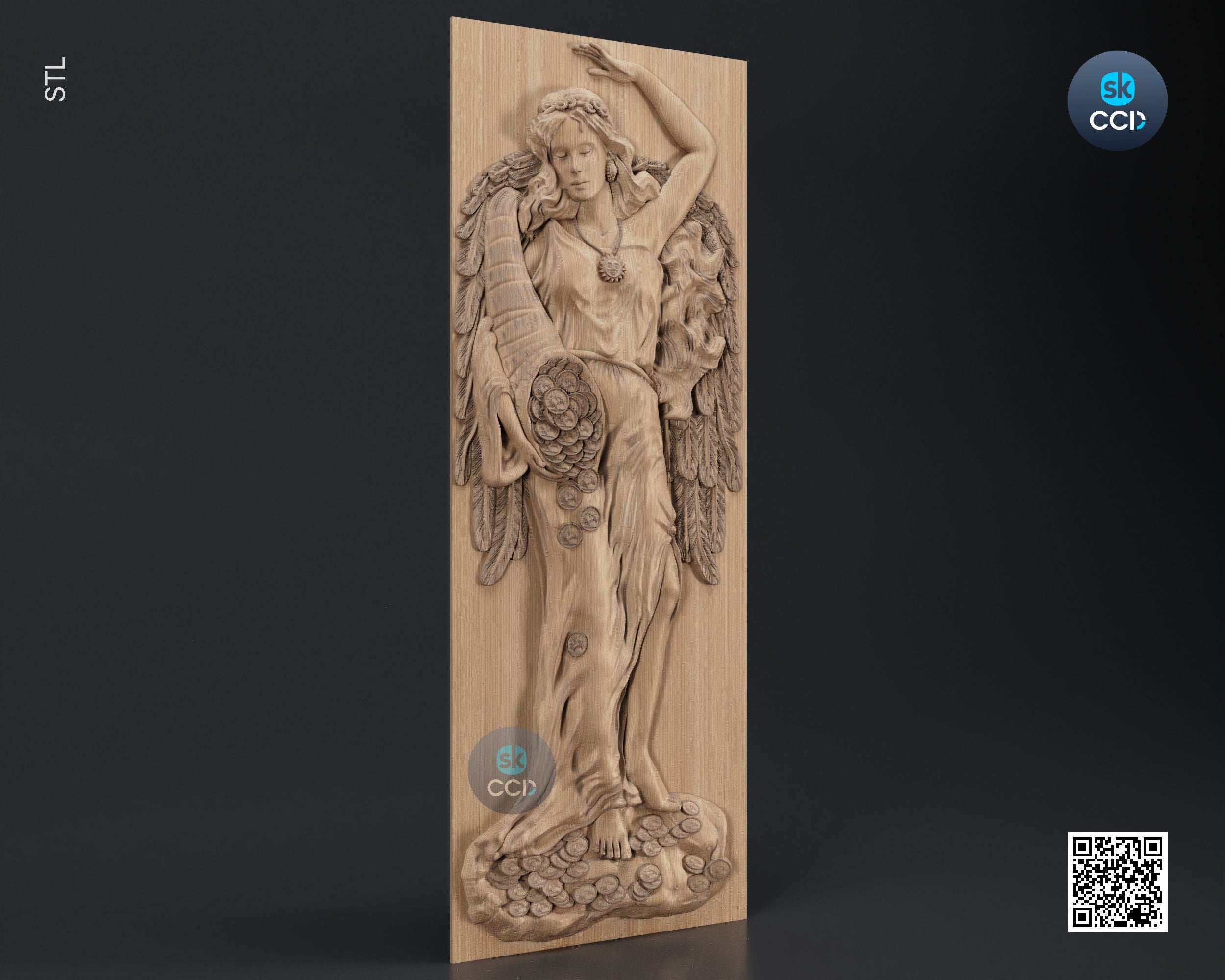 Wood Wall Art, Fortuna STL Model, CNC Router Carving ArtCAM File, Wall Sculpture, Wood Carving, 3D Model