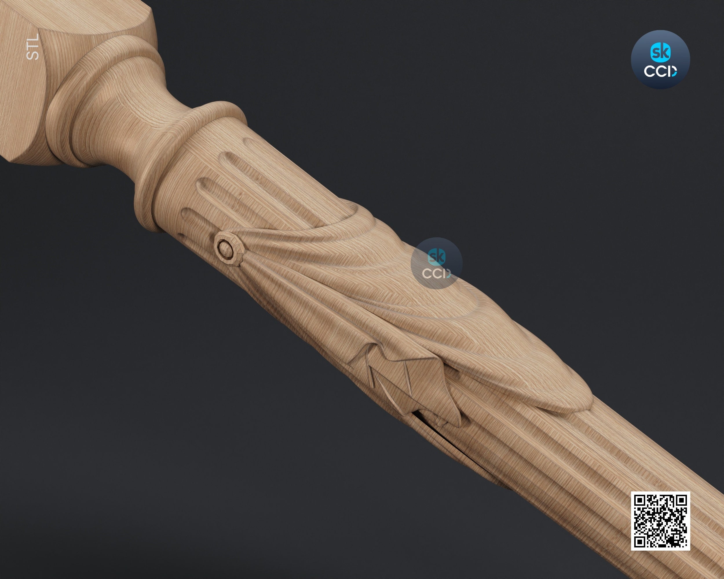 Furniture Leg 3D Model For Cnc Router, Wood Carving Digital File, Column Design, Model No. SKWL1023