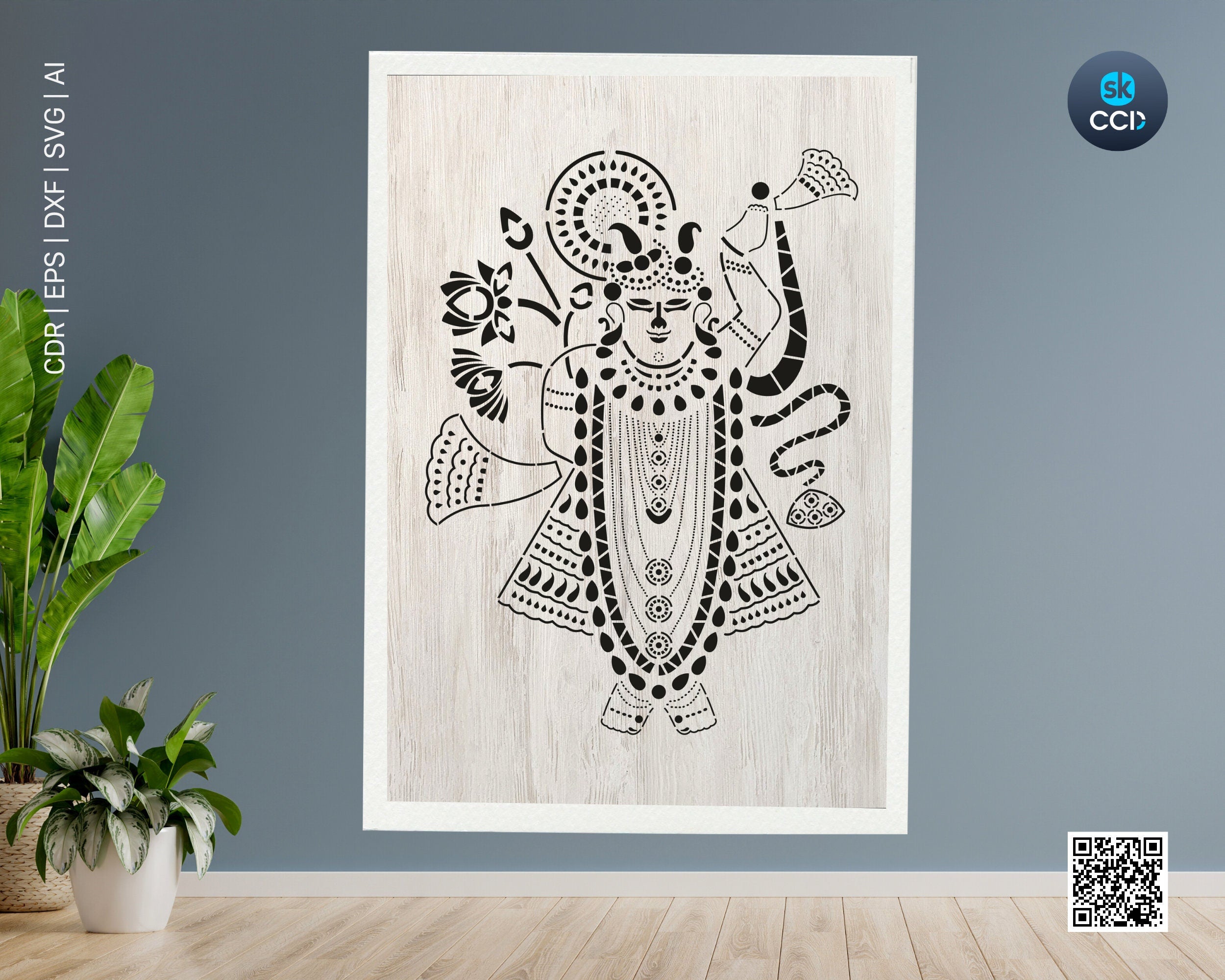 Shrinathji | Shrinathji Wall Art | Indian God |  | Laser Cutting Design | DXF Vector | Cnc Instant Download File | Cnc Digital Design