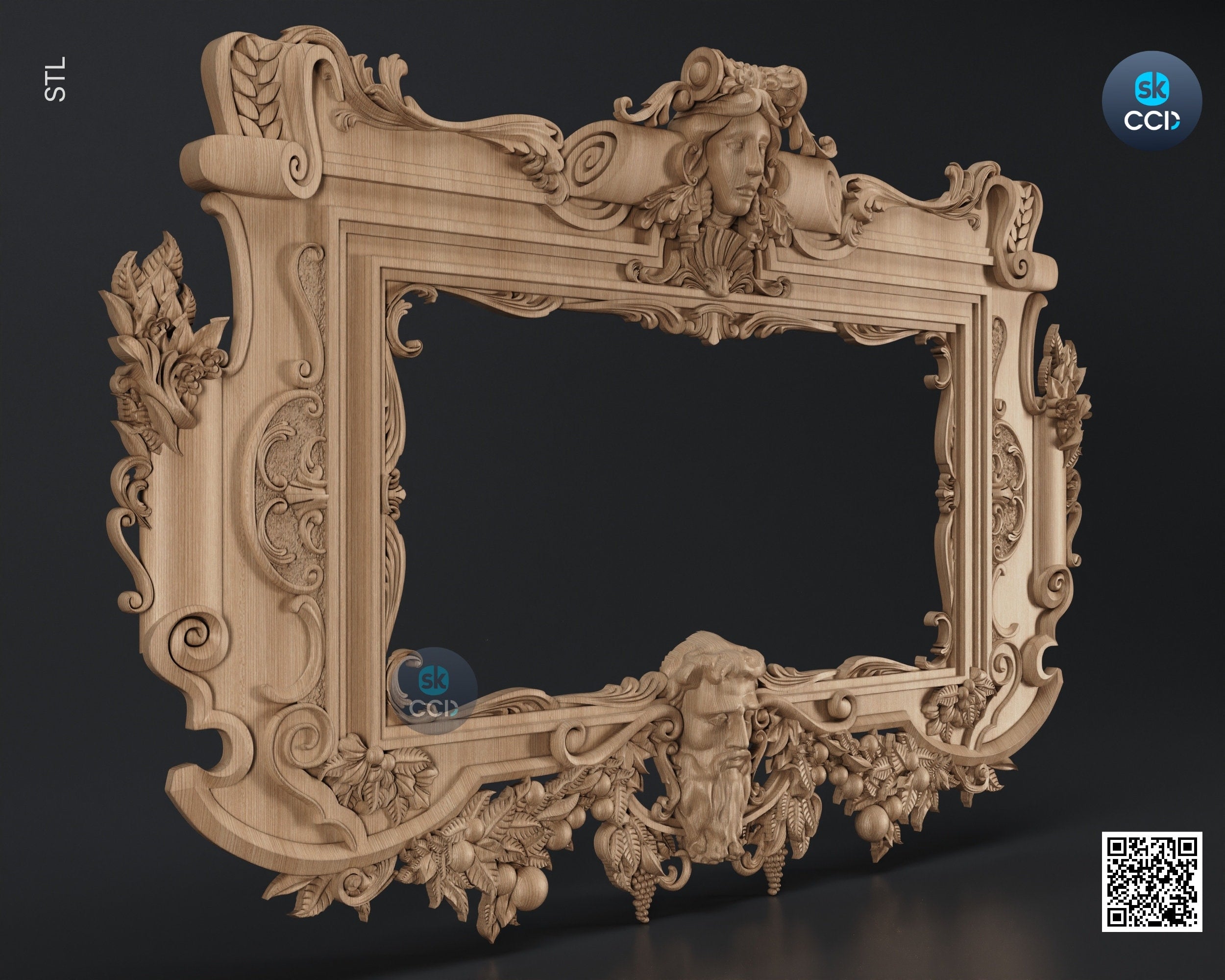 Carved Frame STL 3D Model, Carvign Frame, CNC Router Carving ArtCAM File, CNC files, Wood, Art, Wall Decor SKWF1087