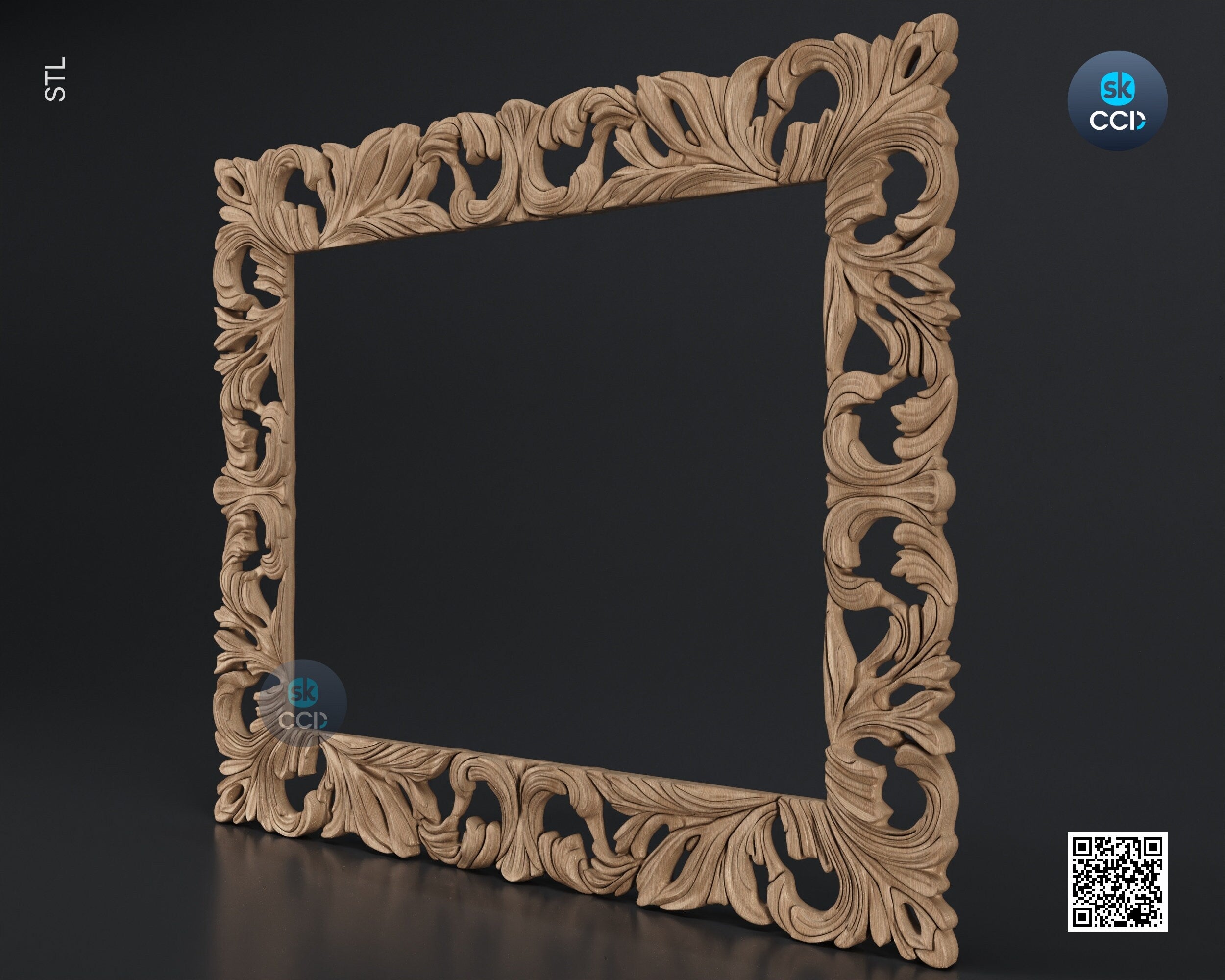 Carved Frame STL 3D Model, Carvign Frame, CNC Router Carving ArtCAM File, CNC files, Wood, Art, Wall Decor SKWF1037