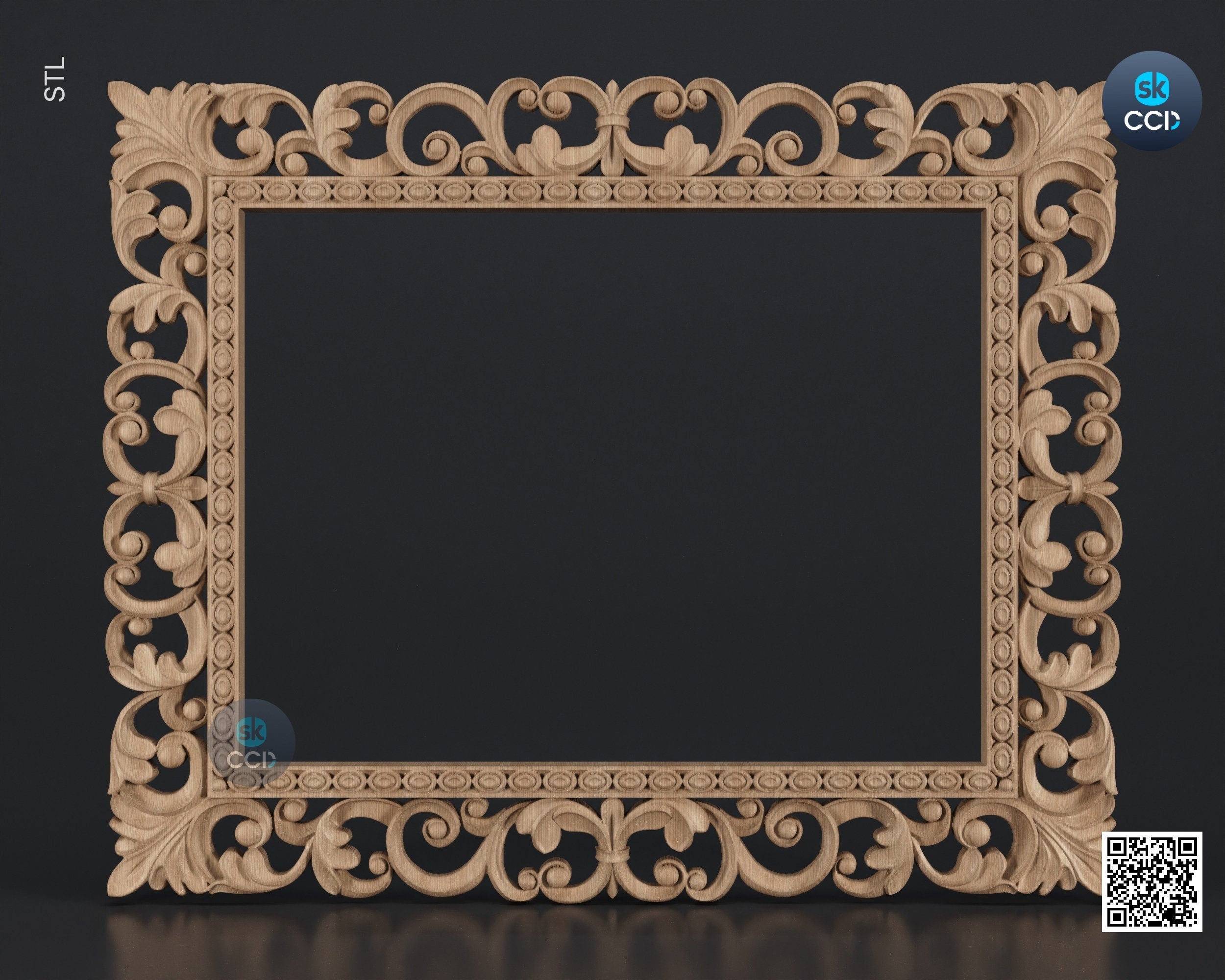 Carved Frame STL 3D Model, Carvign Frame, CNC Router Carving ArtCAM File, CNC files, Wood, Art, Wall Decor SKWF10163
