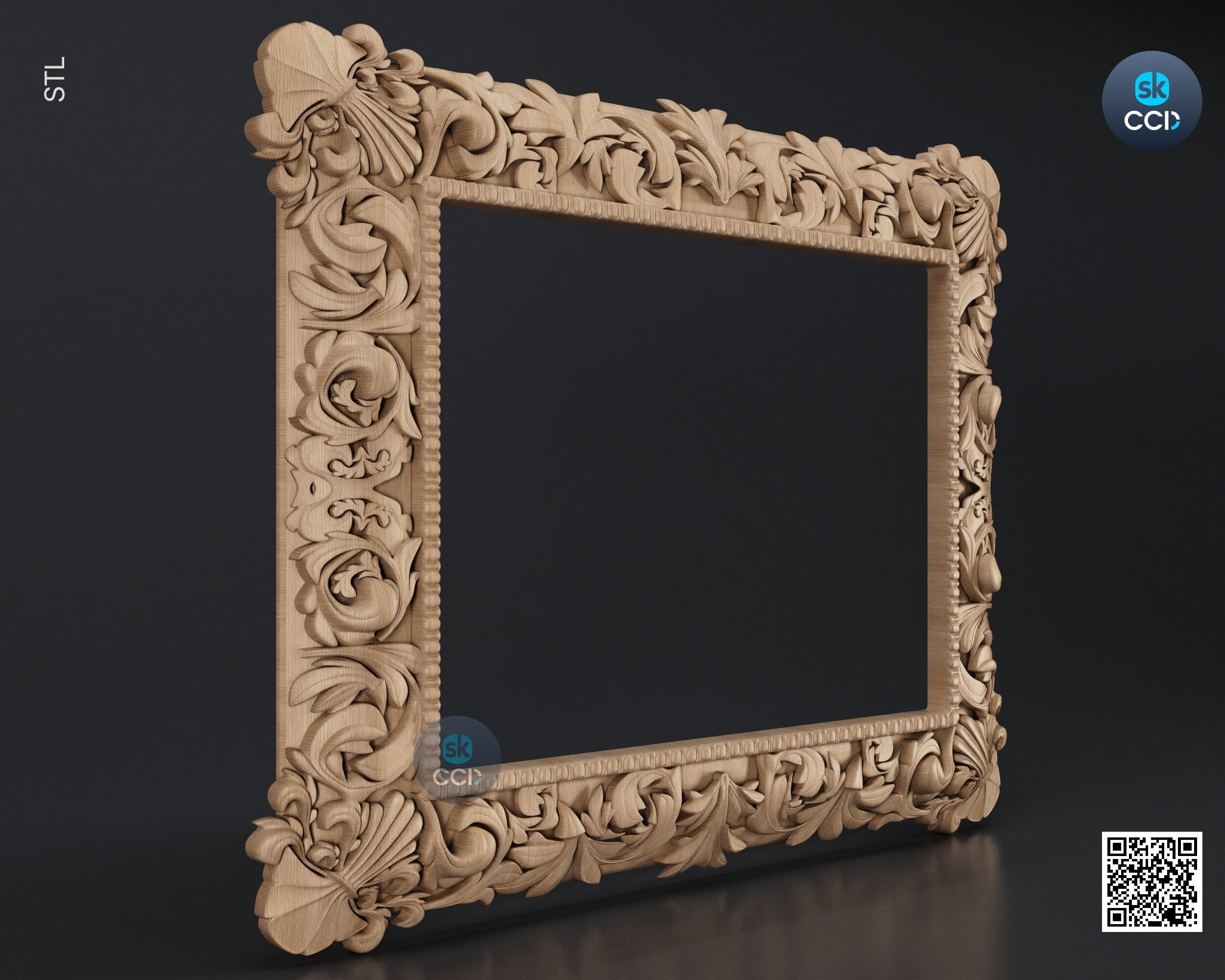 Carved Frame STL 3D Model, Carvign Frame, CNC Router Carving ArtCAM File, CNC files, Wood, Art, Wall Decor SKWF1099